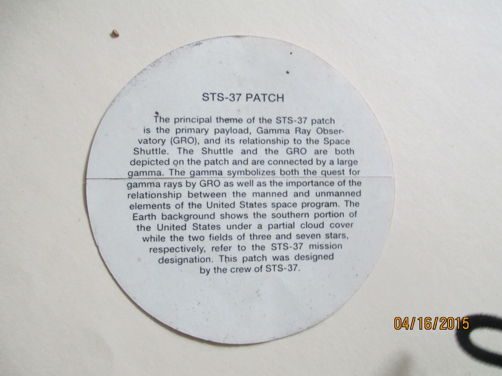 STS-37 Patch GRO Space Shuttle