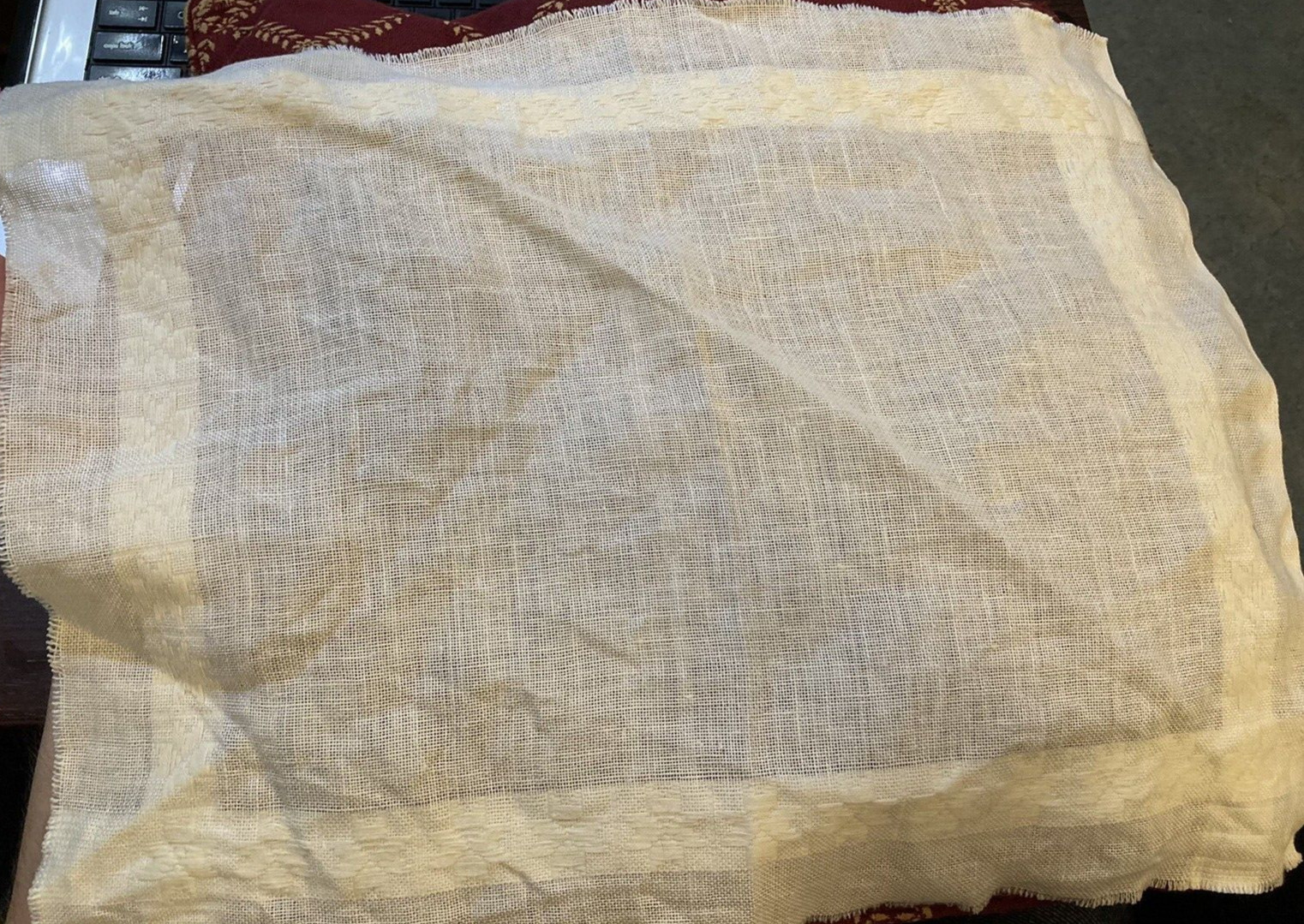 Rare Ivory/Lt. Beige 28-count Linen Piece with border