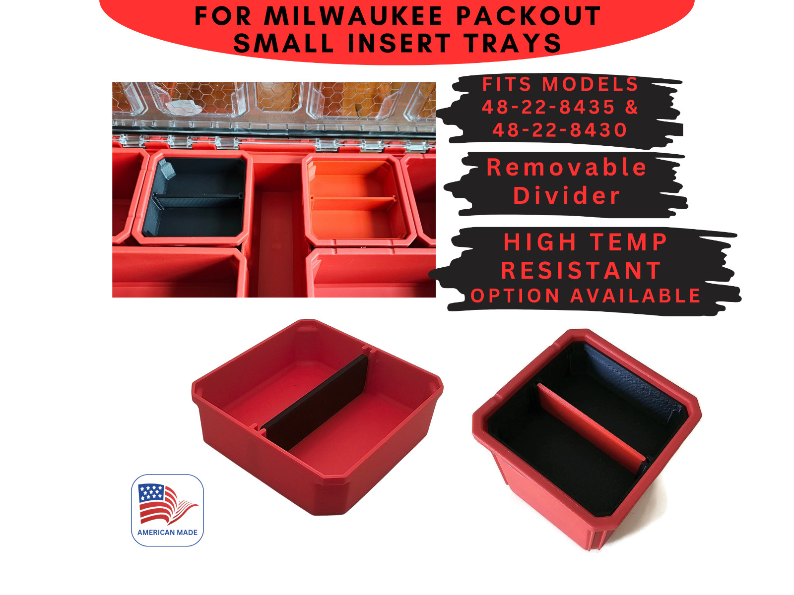 SMALL TRAY nesting BIN INSERT Removable Divider FOR Milwaukee Packout Organizer