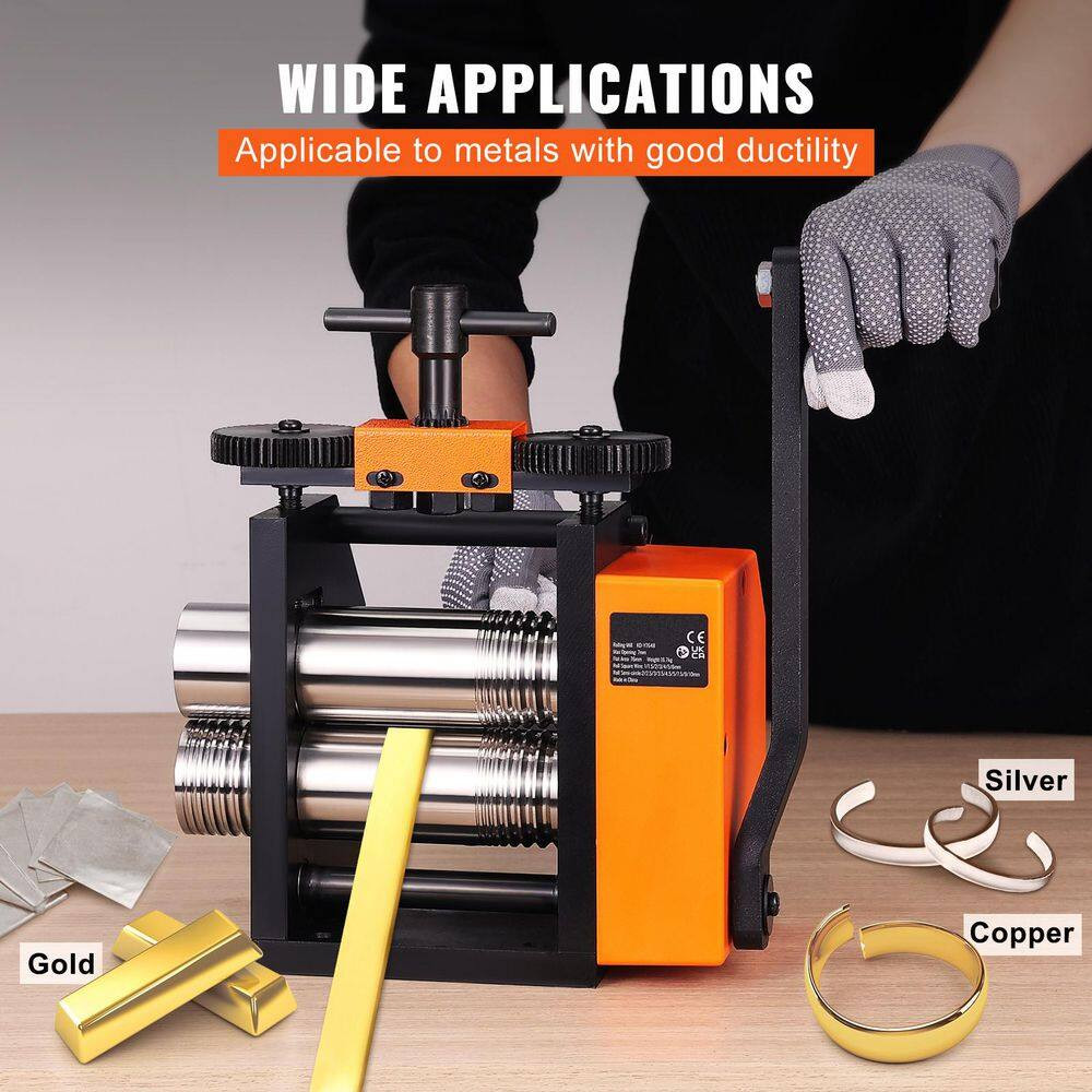 75 Mm Jewelry Rolling Mill, 3-In-1 Multi-Function Rolling Machine, 1:2 Gear Rati