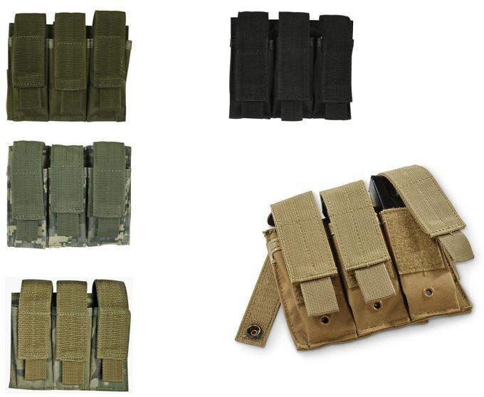NEW Military Style Tactical Triple Pistol Magazine Mag MOLLE Pouch - SWAT BLACK