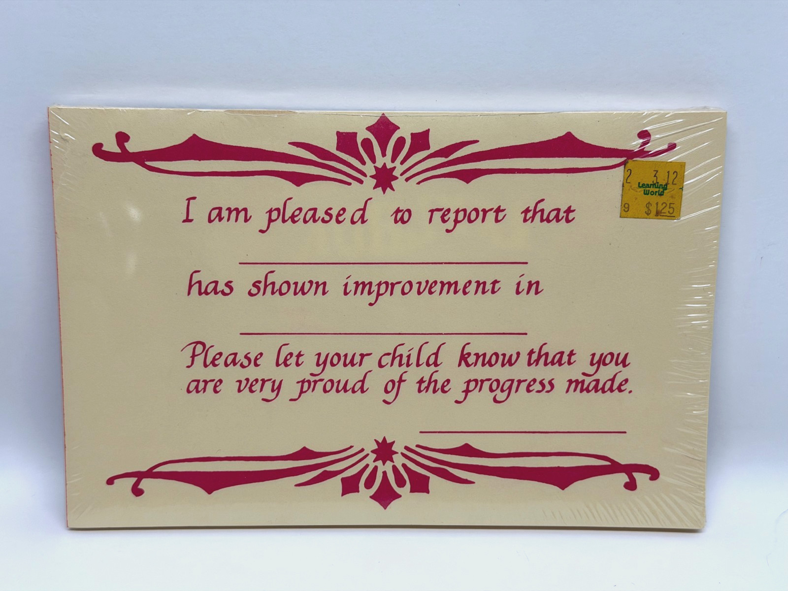 Vintage Student IMPROVEMENT Certificate Pad New Sealed