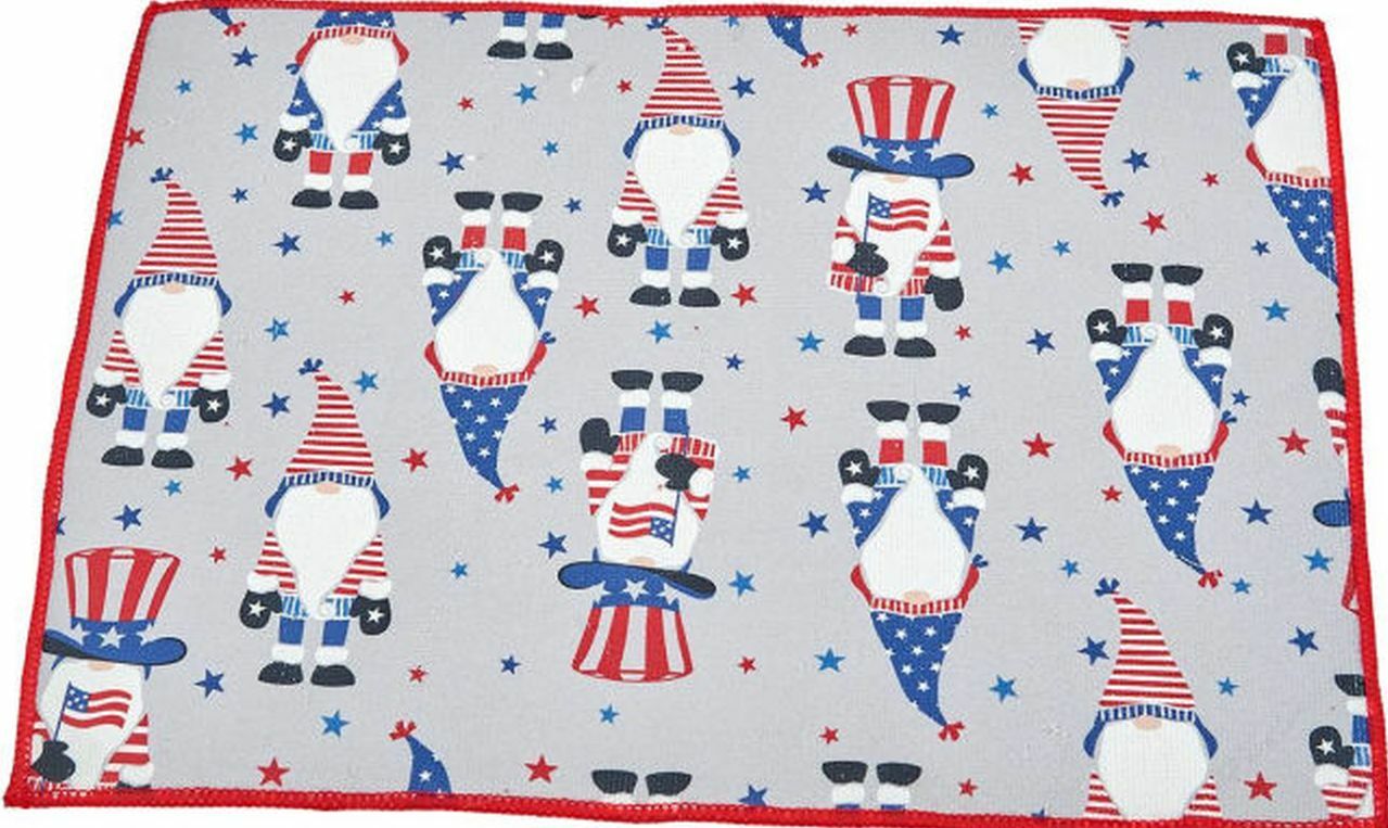Microfiber Quick Drying Mat (14" x 21") USA PATRIOTIC GNOMES, JULY 4, red, MI
