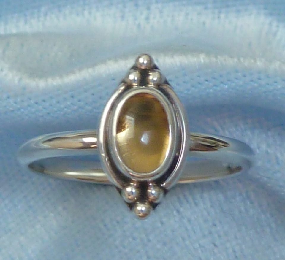 Beautiful Sterling Ring, 6 X 4mm Natural Citrine, Konder #560