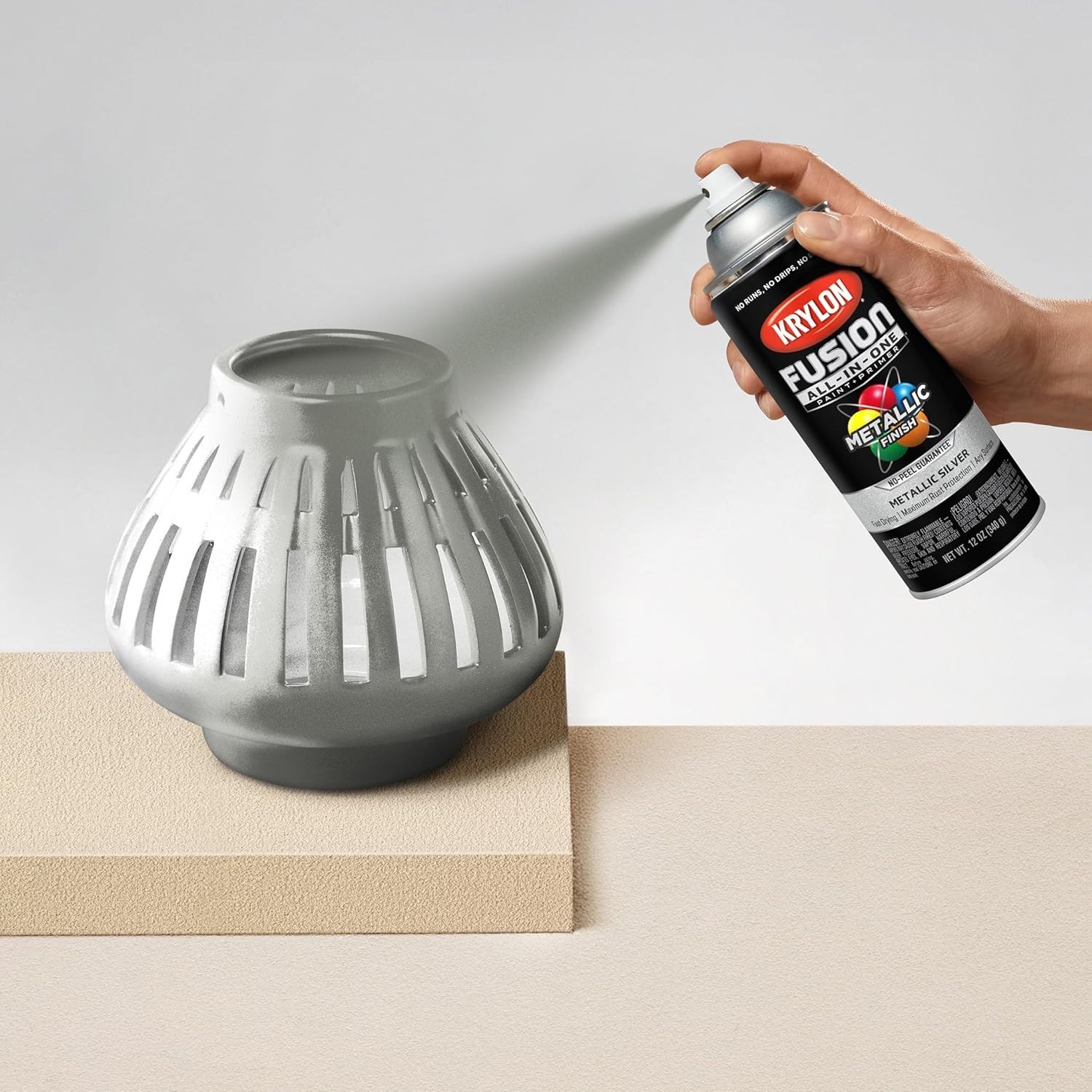 Durable 12 oz Adhesive Spray Paint in Silver - Quick Dry, Rust Resistant Finish