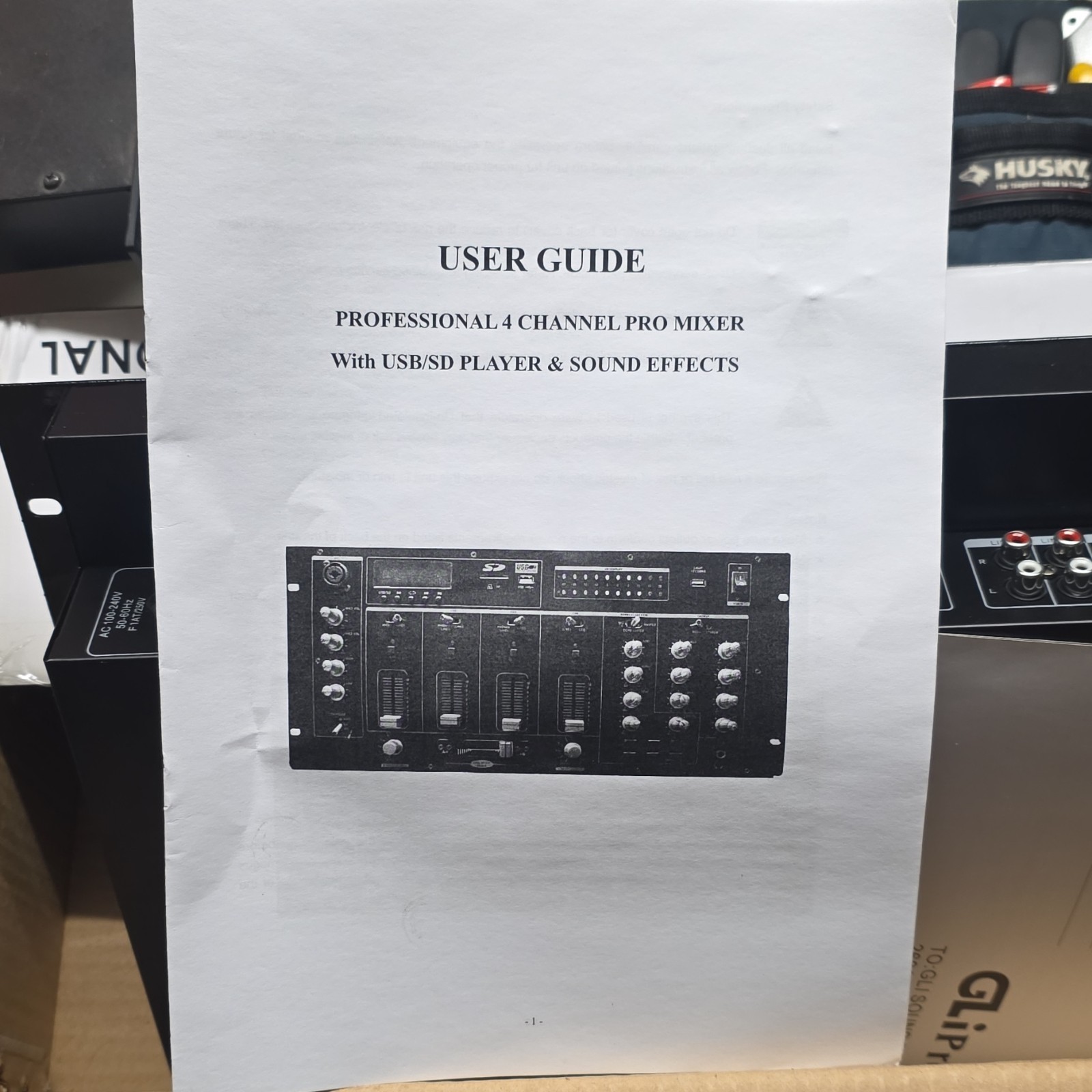 GLiPro MX2400US Rack-Mount DJ Mixer, 4-Channel, USB/SD, DSP Effects