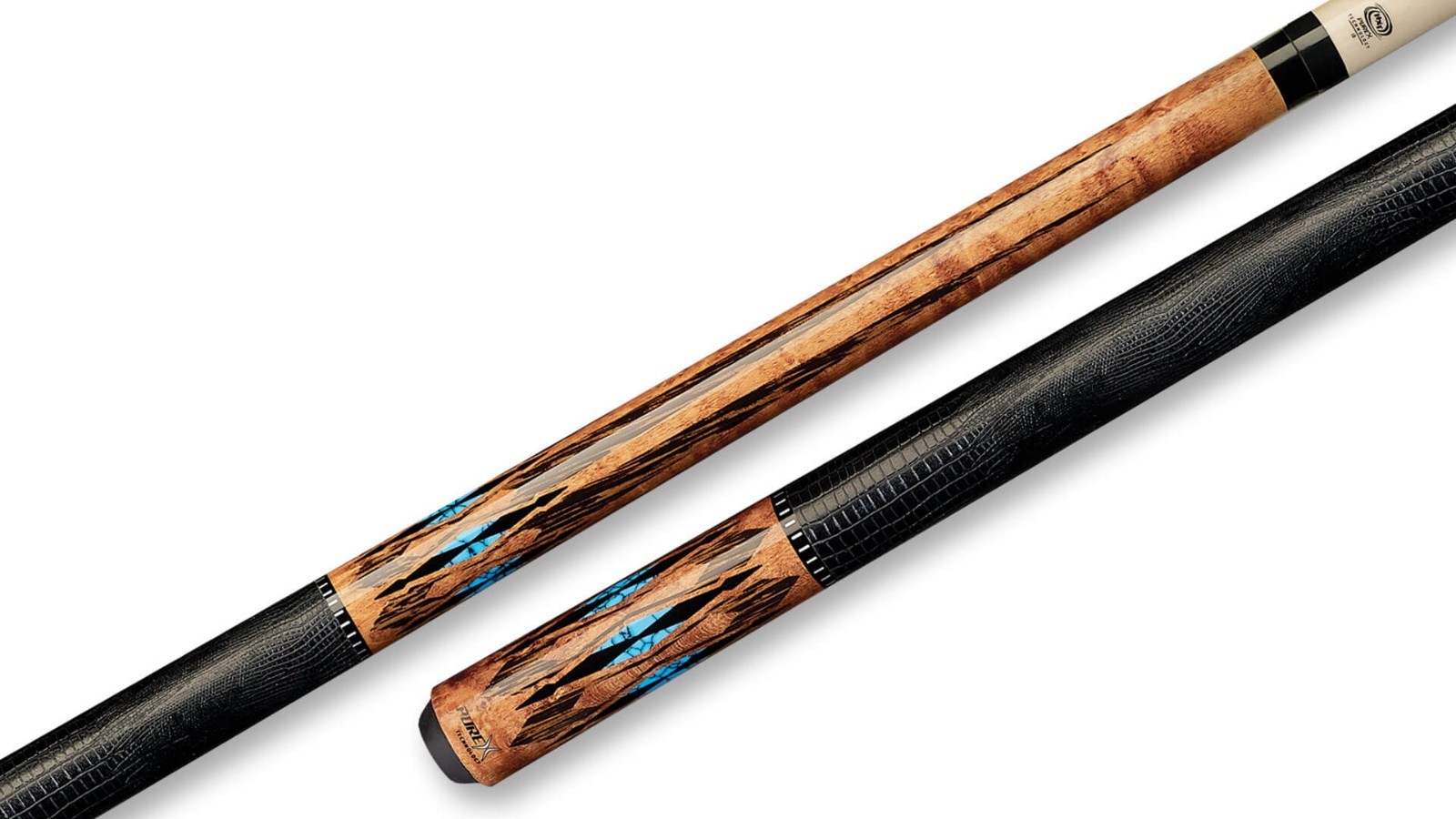 PureX HXTE2 Pool Cue – Antique Birdseye Maple, Blue Recon Inlays, 18–21 oz
