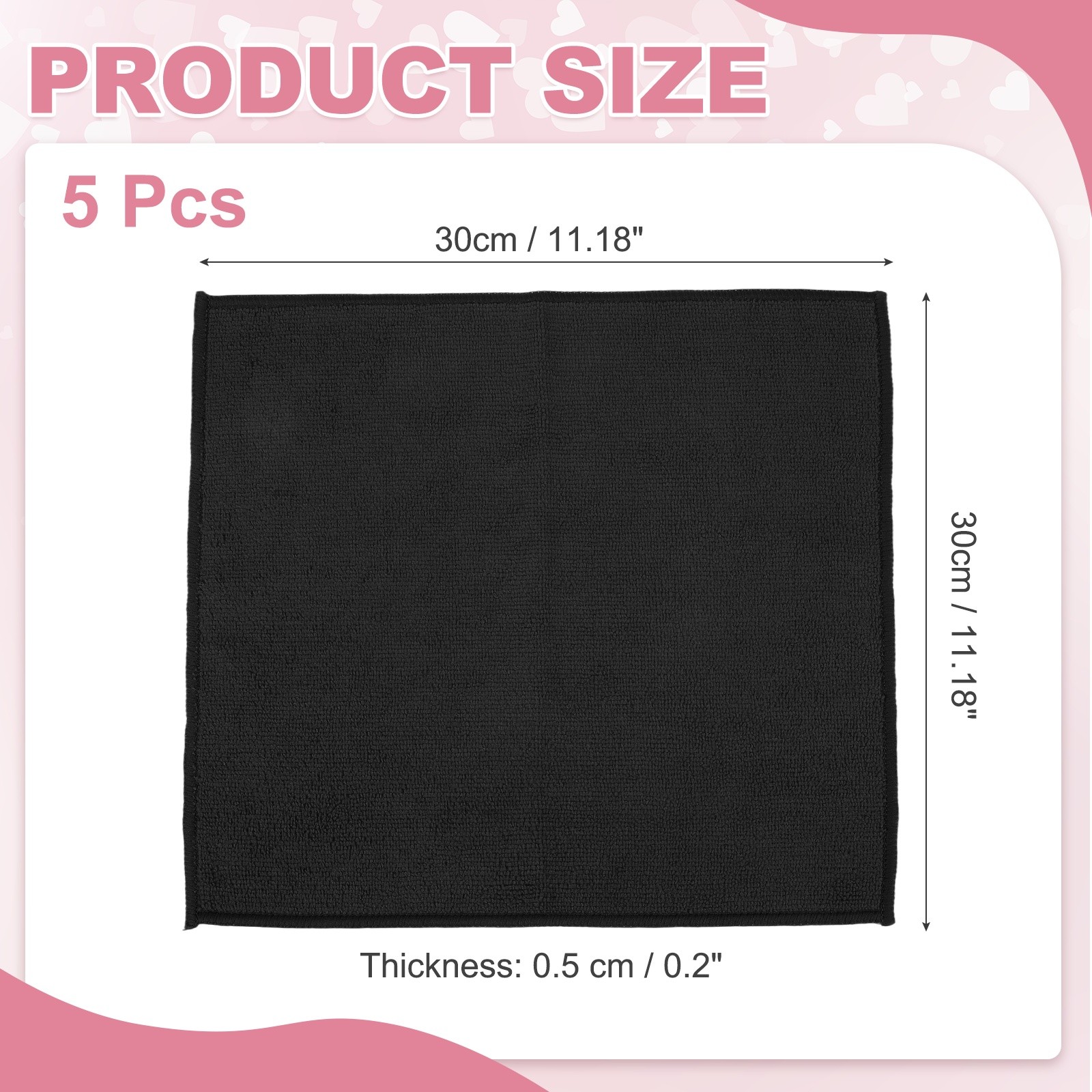 5 Pcs Microfiber Cleaning Cloth Black(Square) 11.8"X11.8"