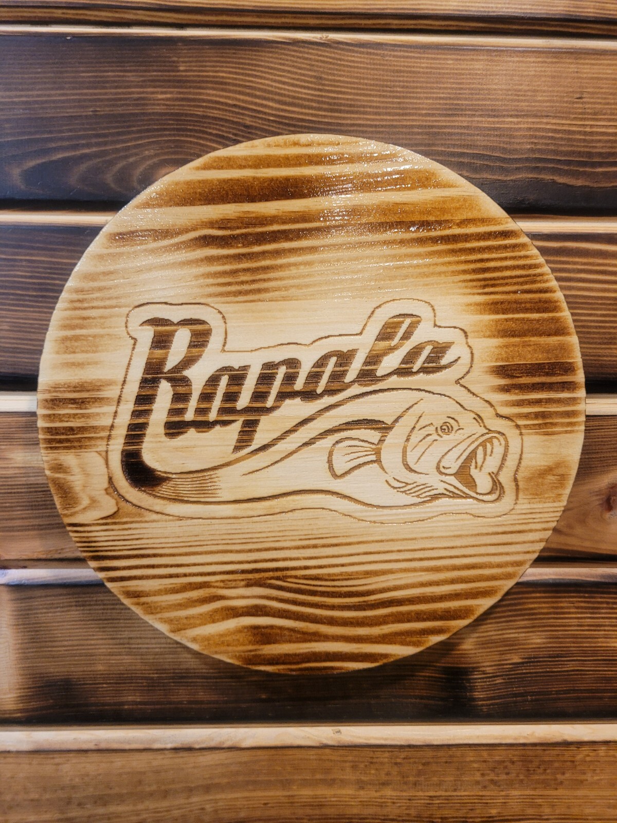 Rapala Fishing Wood Barrel Top - 15" Round wood display - Wall Decoration