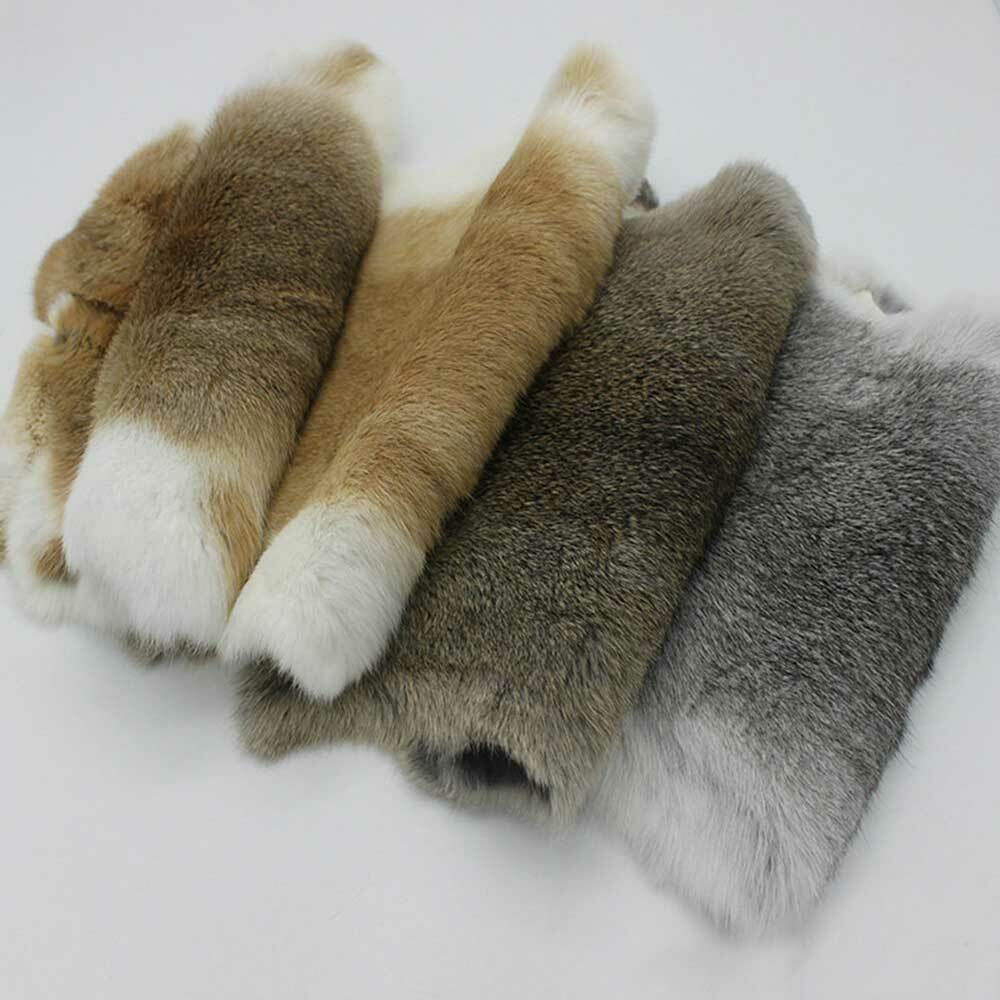 1x Nature Real Genuine Rabbit Fur Whole Piece Fluffy Rabbit Leather Fur Clothing