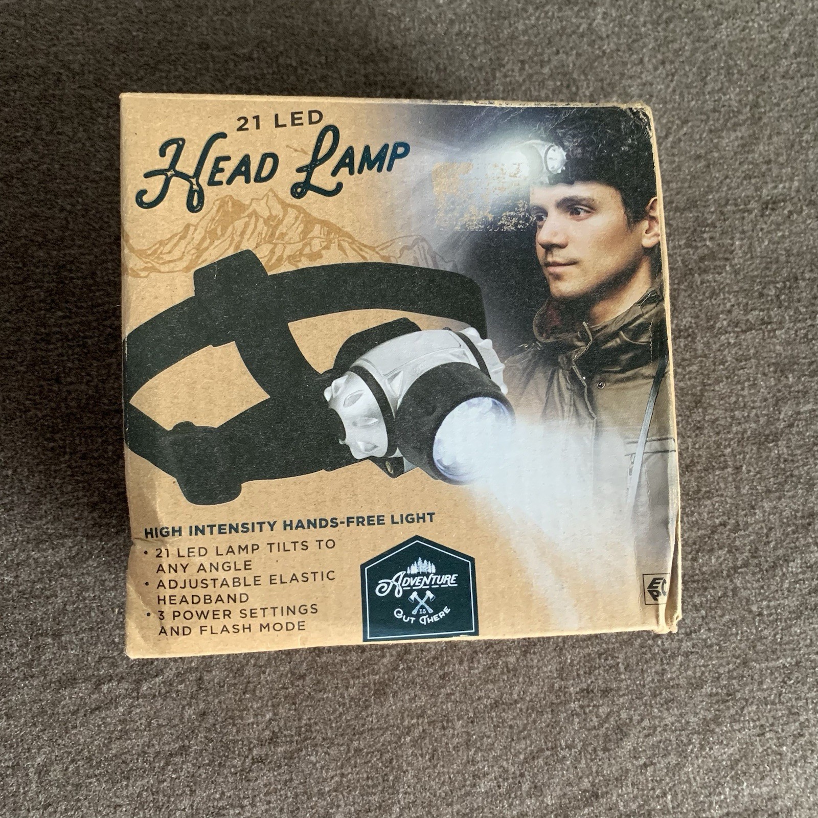 Adventure 21 LED Head Lamp Light - Black/Silver-Tone Adjustable Headband