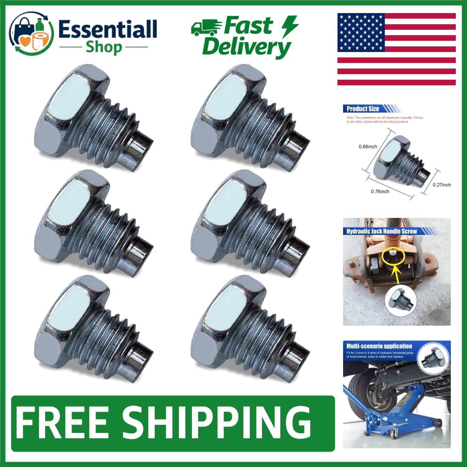 Corrosion-Resistant 6PCS Floor Jack Handle Screws for 3 Ton & 4 Ton Support
