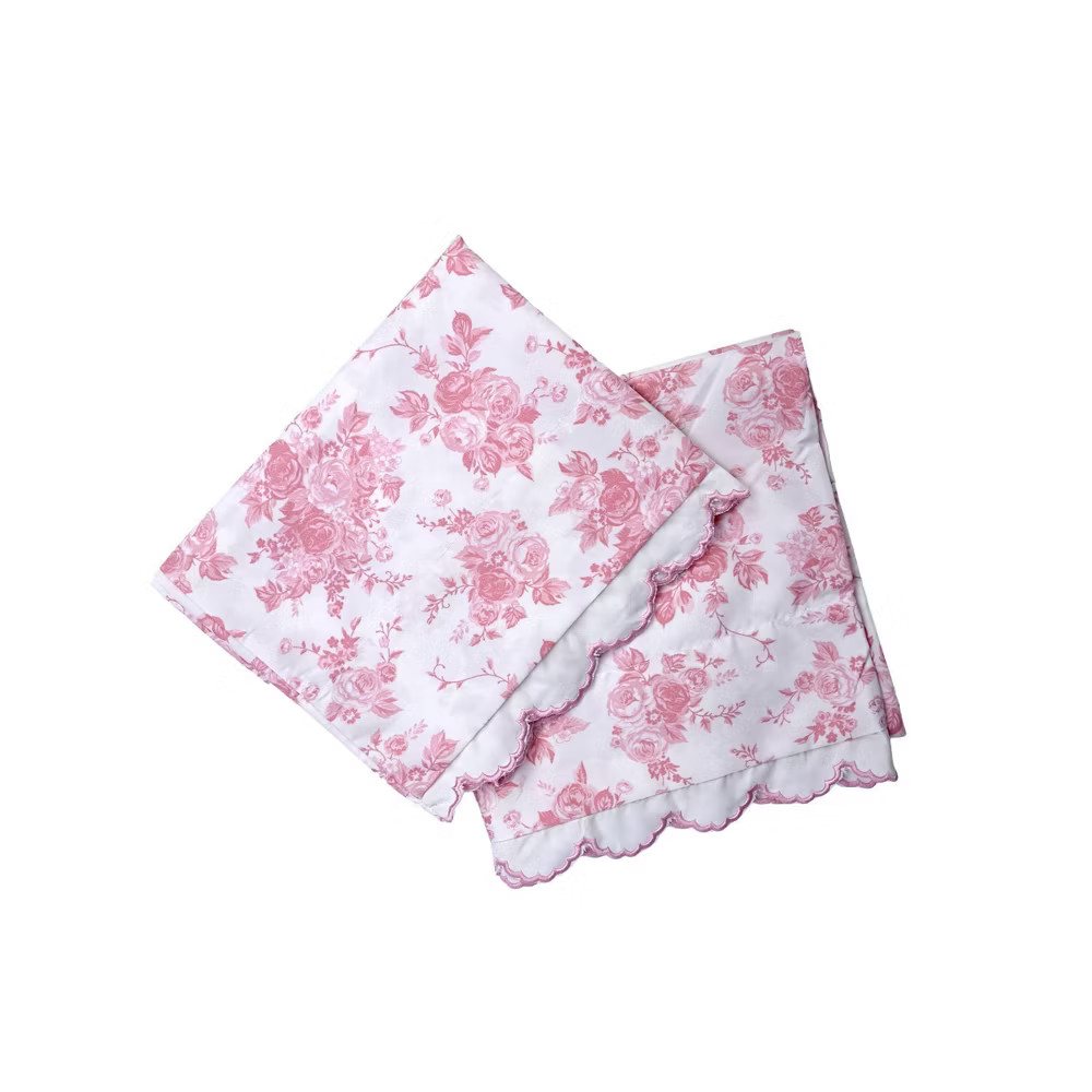 Full Microfiber Sheet Set Pink Floral