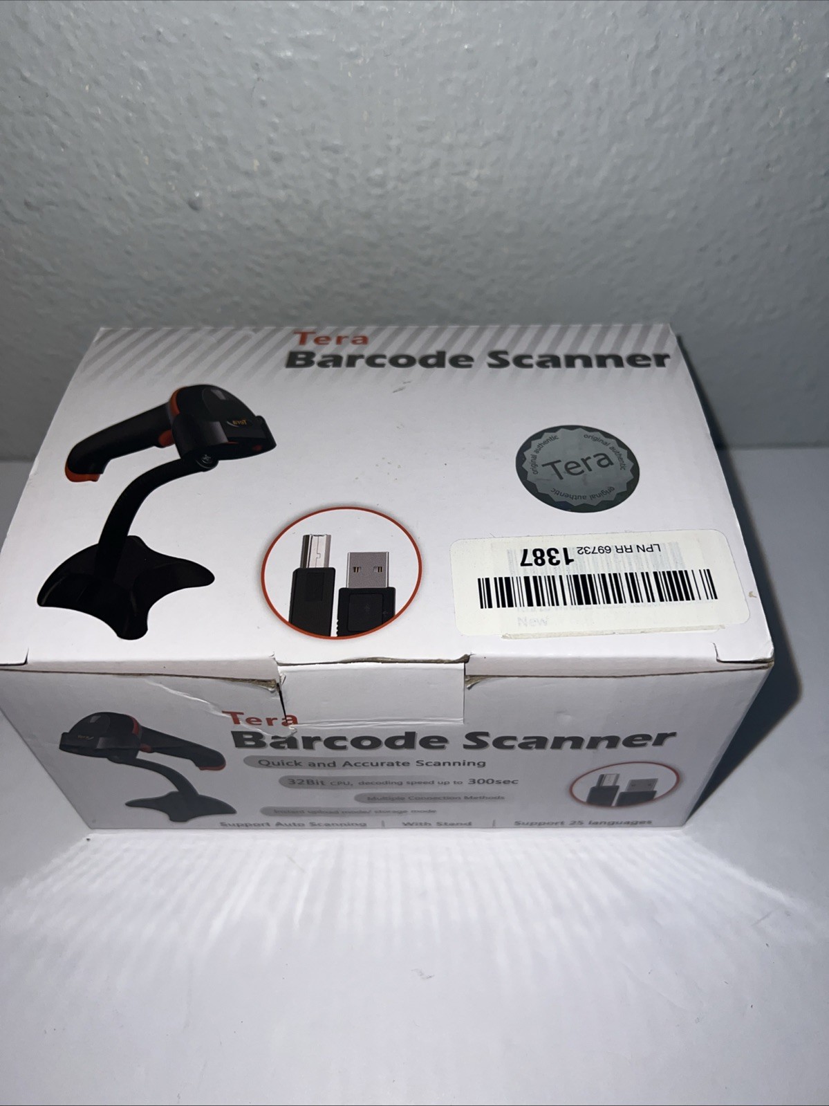TERA EV0004-1 1D/2D Wireless or Wired Barcode Scanner With Stand - Orange
