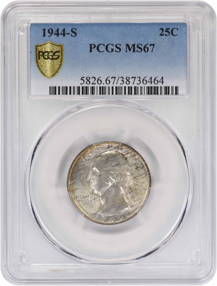 1944-S Washington Silver Quarter MS67 PCGS