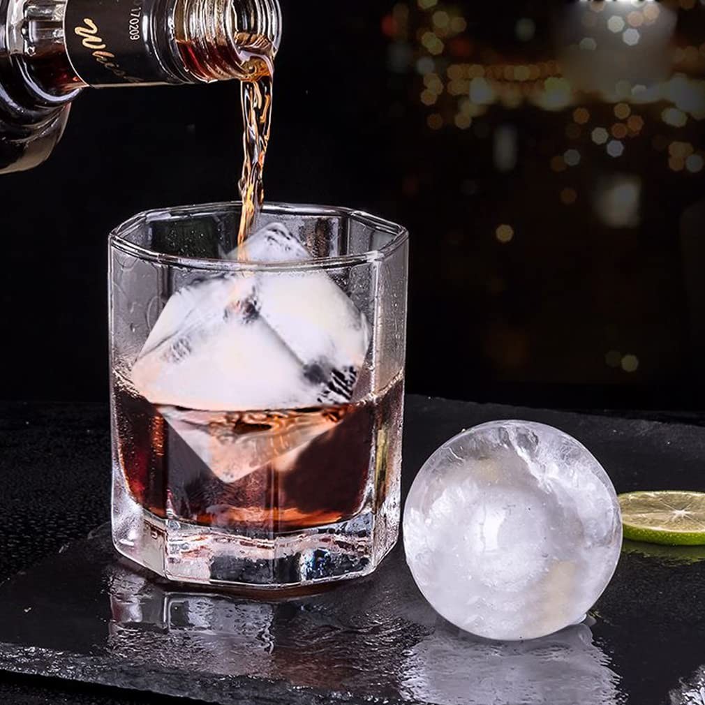 Ice Cube Trays Set of 2, Sphere Ice Ball Maker with Lid & Large Square Ice Cu...