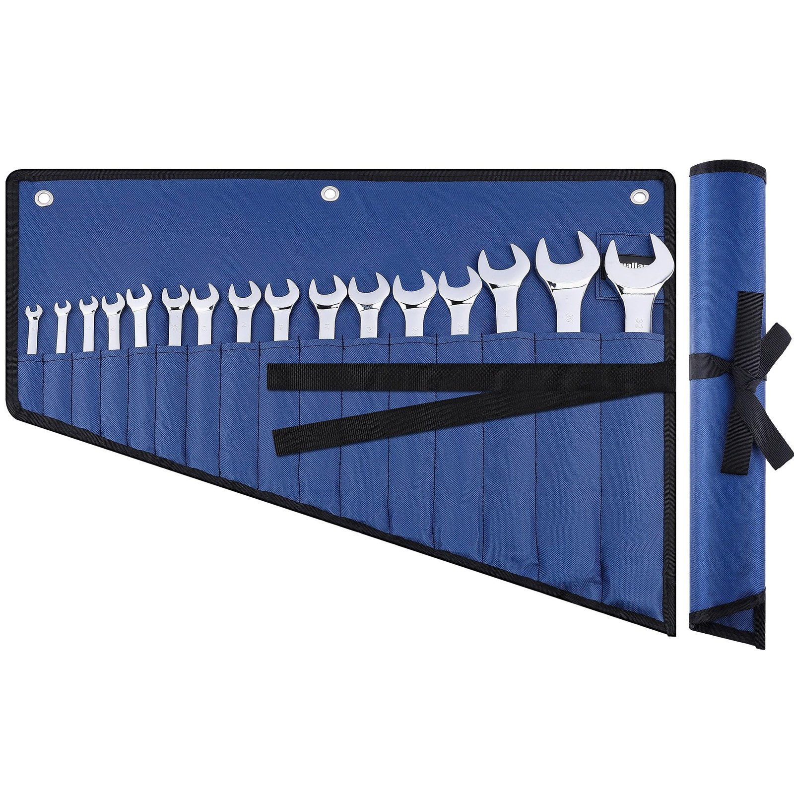 16 Pocket Wrench Roll Organizer Waterproof Oxford Tool Bag Portable Storage