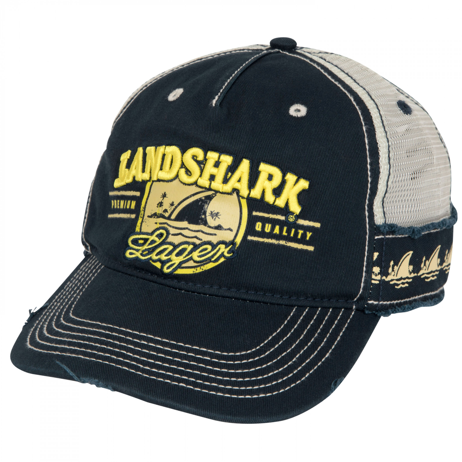 Landshark Lager Logo Distressed Adjustable Hat Blue