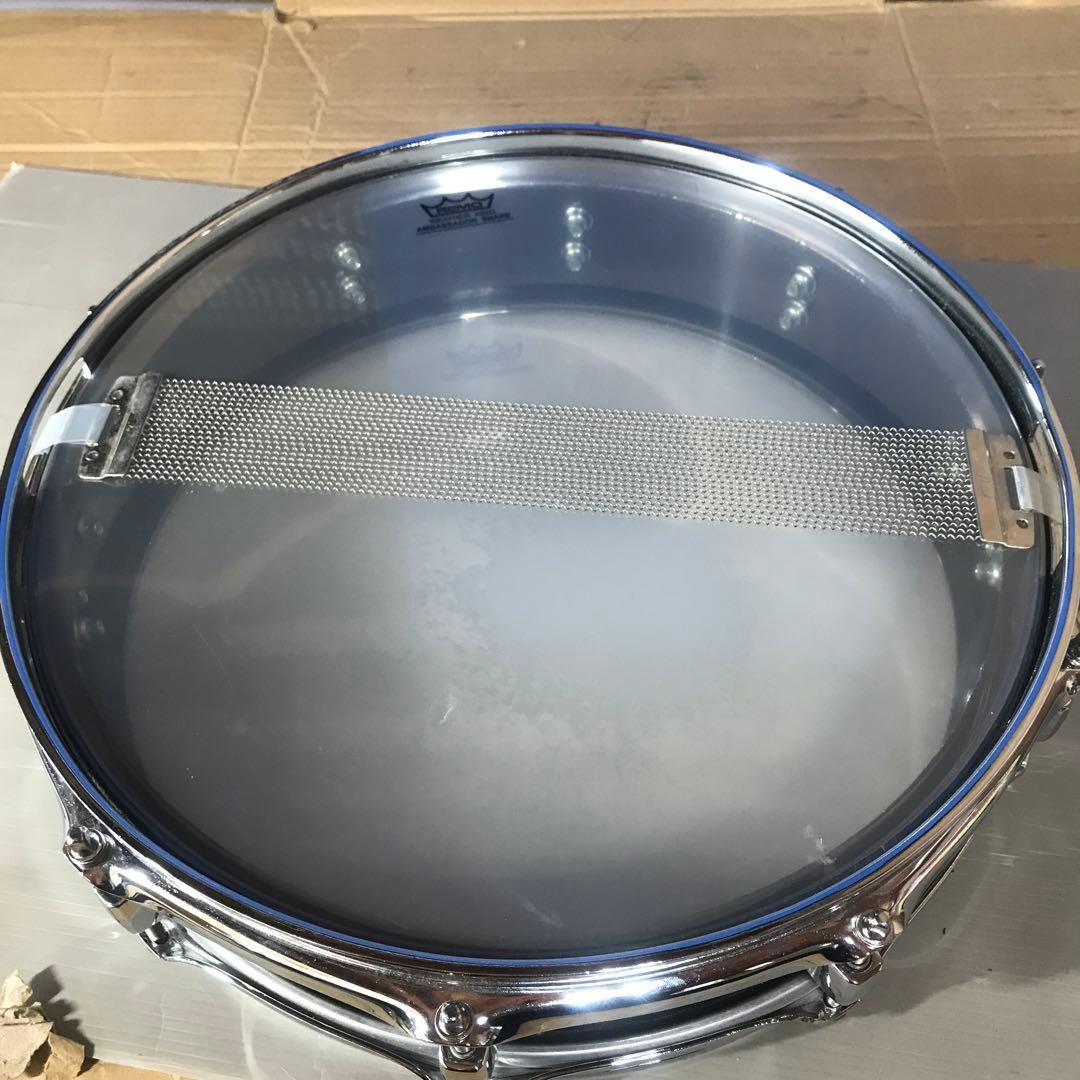 Pearl Steel Shell Remo Wetherking Snare Drum with Sticker, As-Is, for Parts