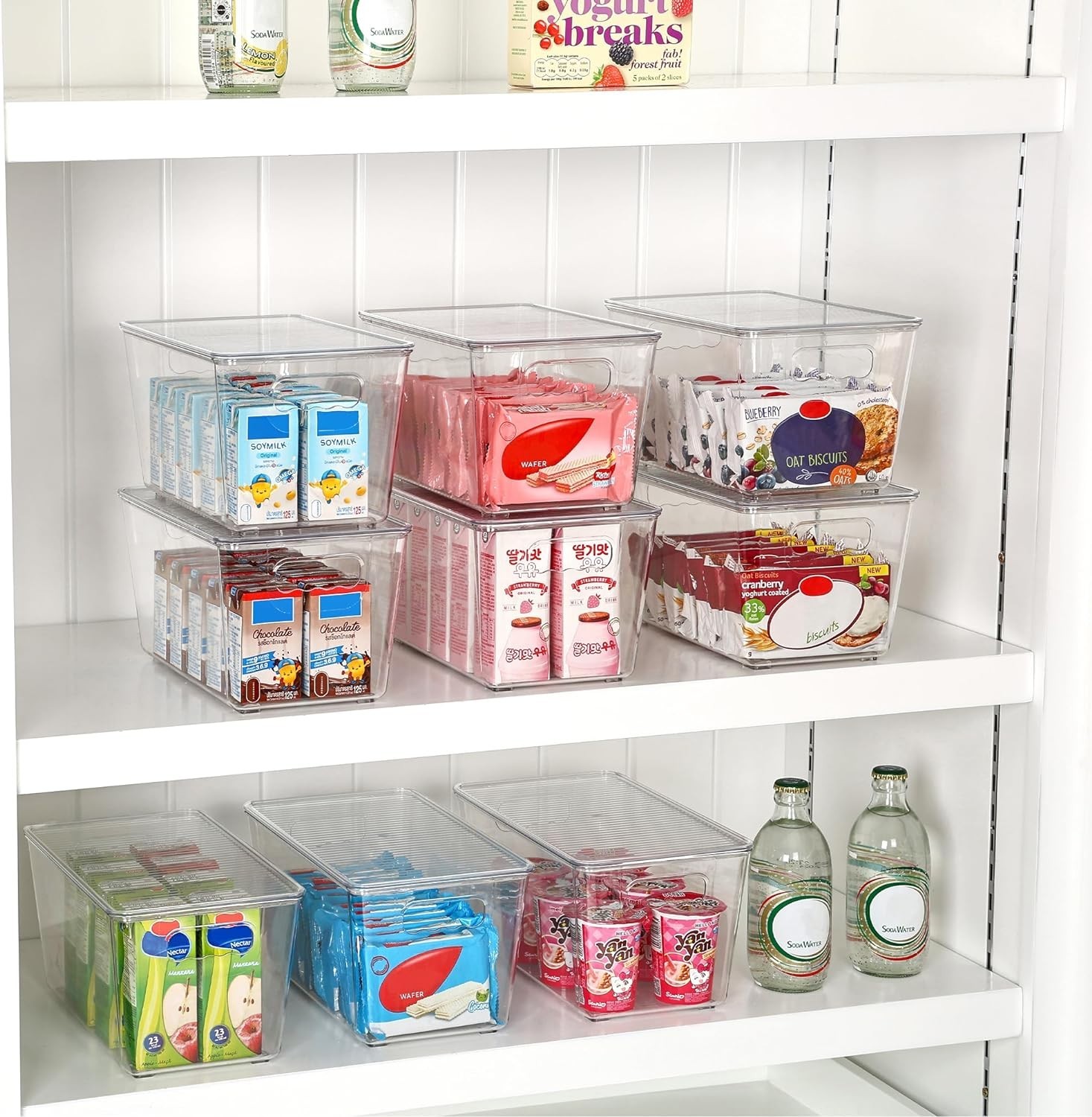 Transparent Medium Storage Bins Set | Stackable, Ideal for Kitchen & Bathroom