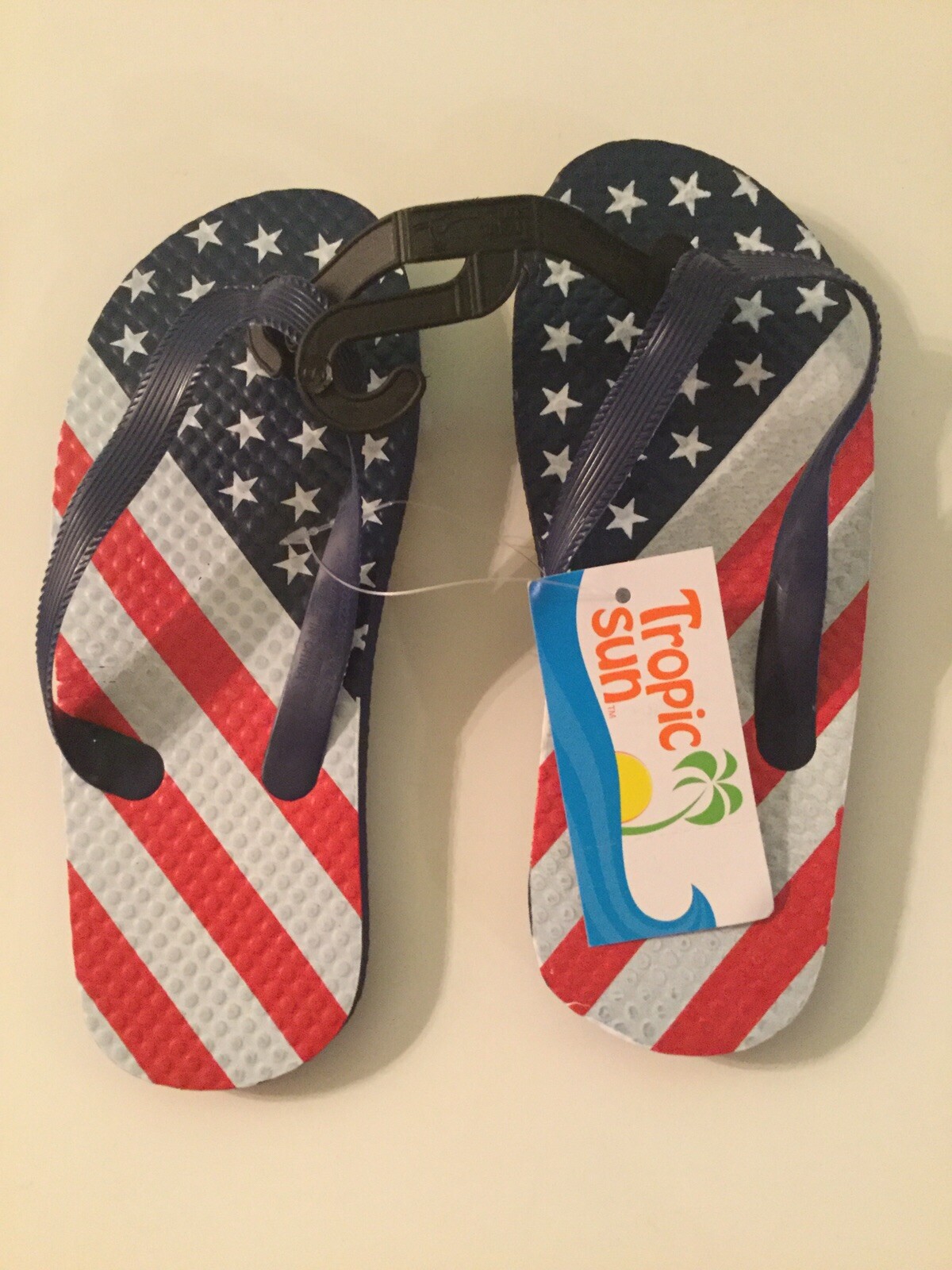 July 4th patriotic USA flip flops Size 13 1Y flag American stars stripes shoes