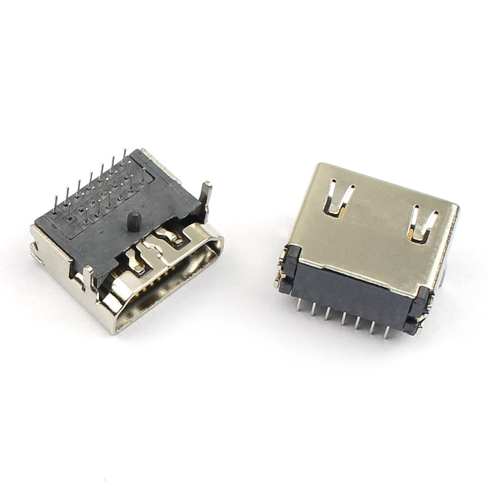 50Pcs HDMI 19 Pin 19P Female Right DIP PCB Socket Connector 3 Row Socket 2 Legs