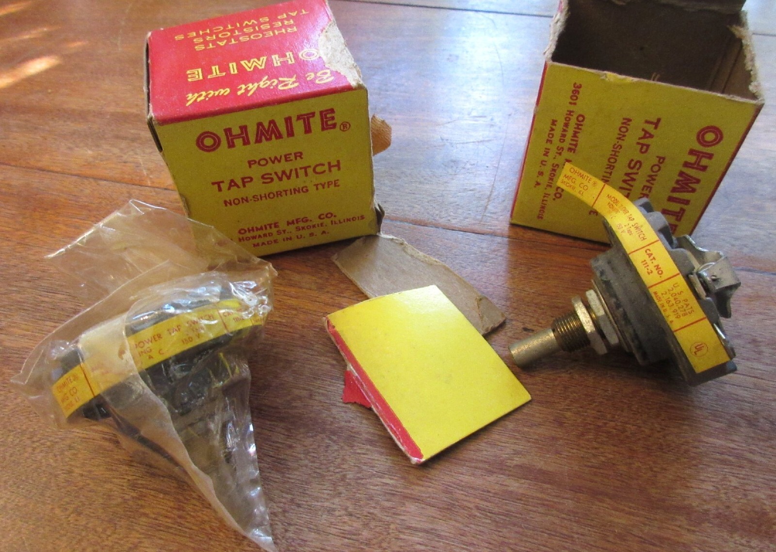 lot of 2 OHMITE model 111 Power Tap Switches 10 Amp 2 position non shorting 150v
