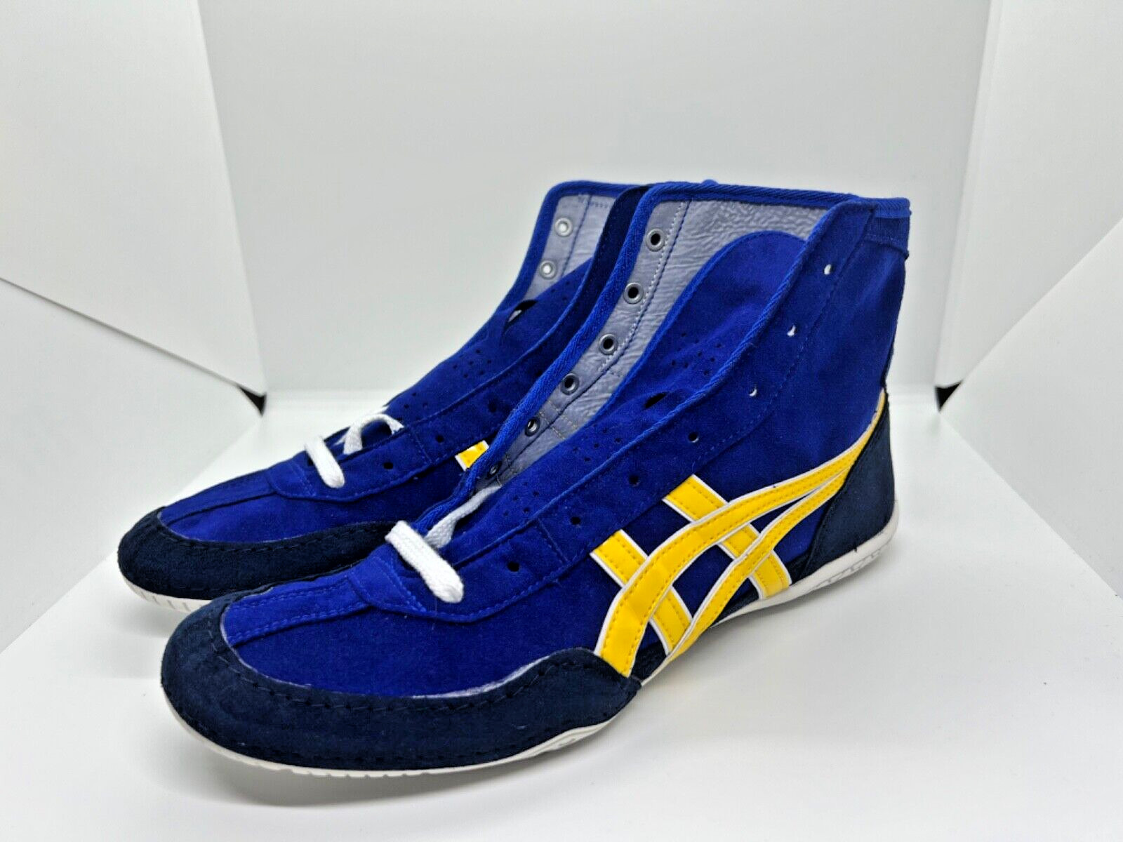 asics Boxing Wrestling Shoes Blue and Navy Yellow US8 1083A001 Shoe Case Set