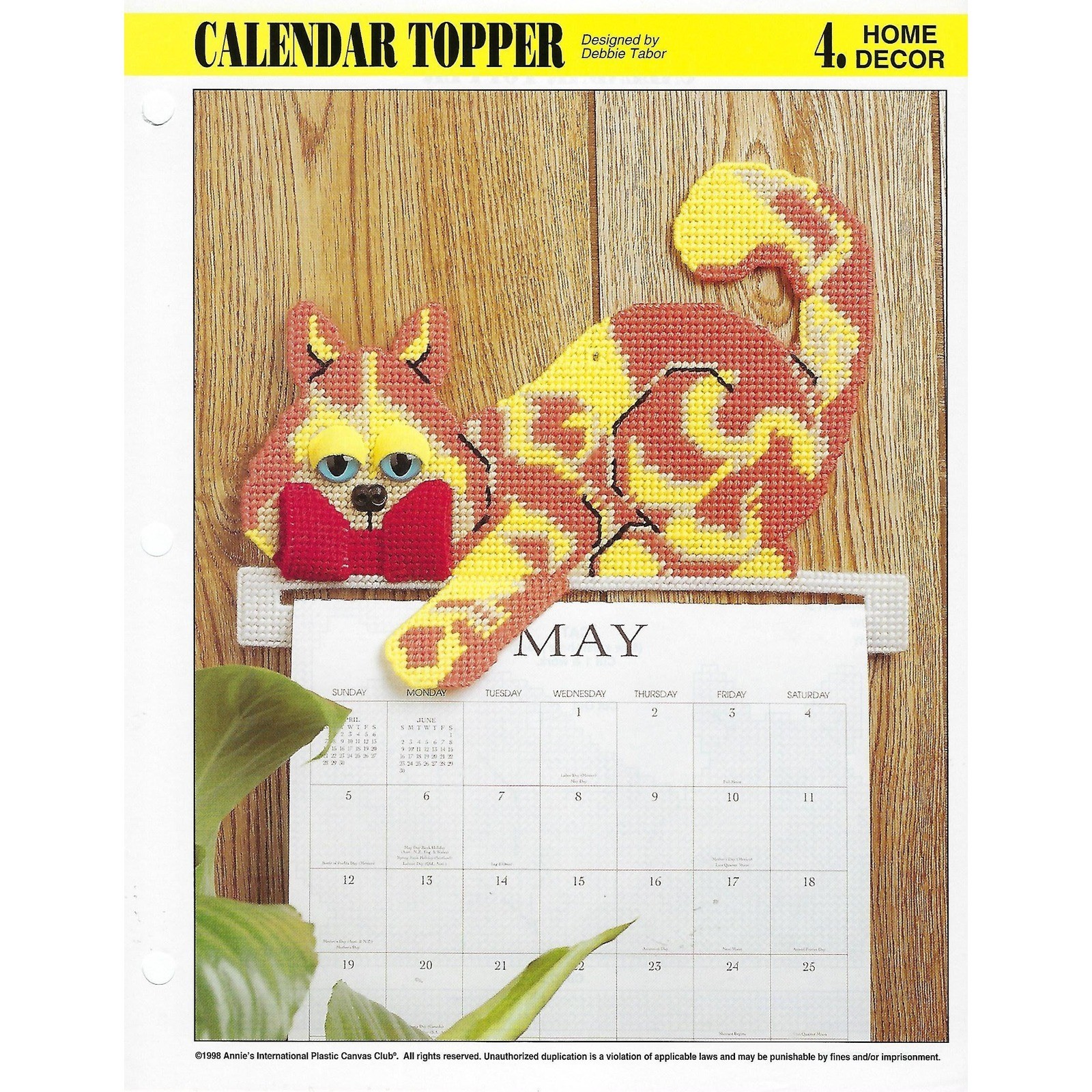 Calendar Topper Plastic Canvas Pattern Annie's International Pattern Club