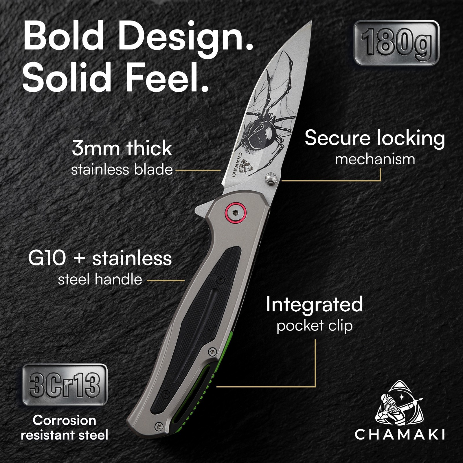 Chamaki Spider Folding Knife Tactical EDC Pocket Knife Razor Sharp Gift Ready