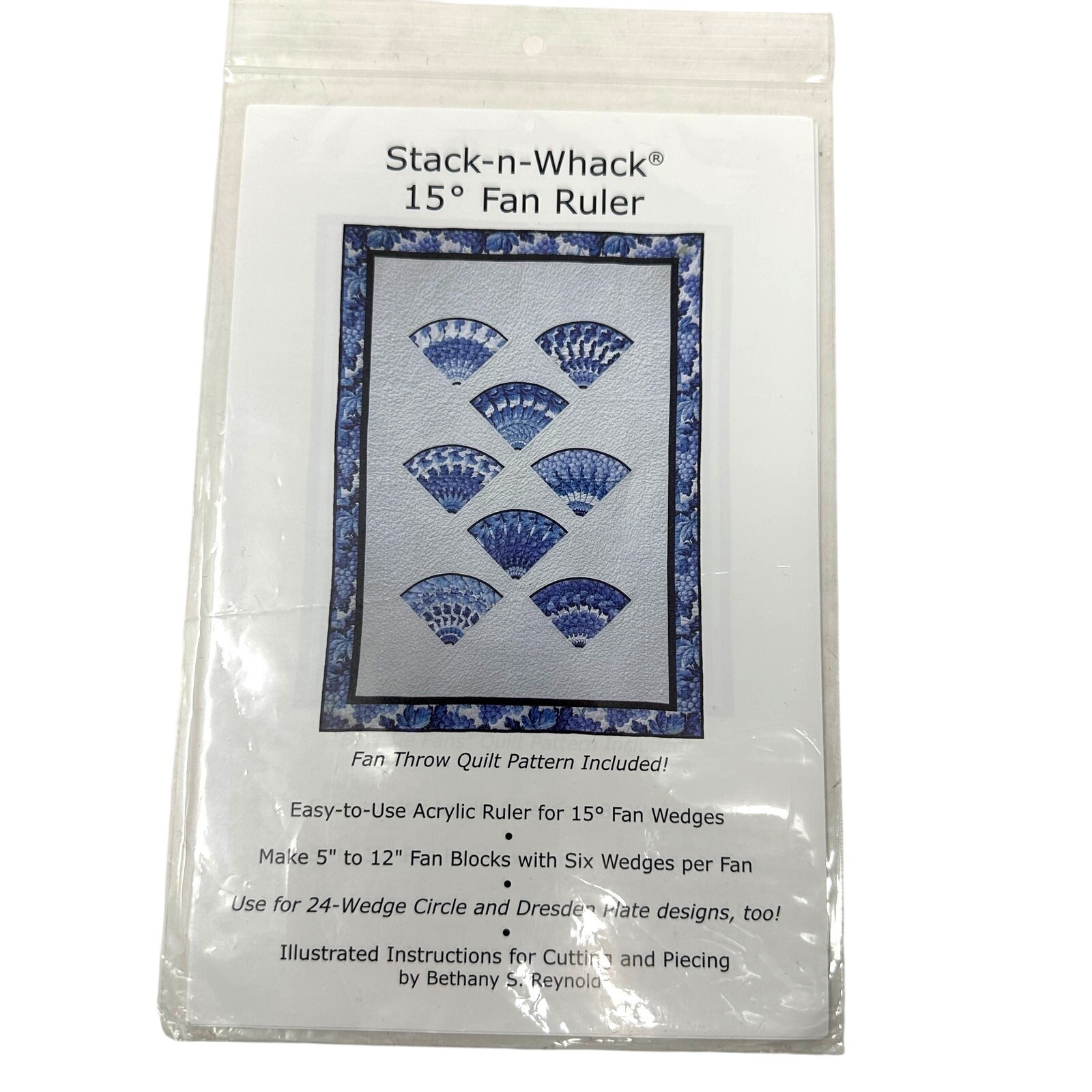 Stack-n-Whack 15 Inch Fan Ruler Quilt Pattern Tool Bethany Reynolds NEW