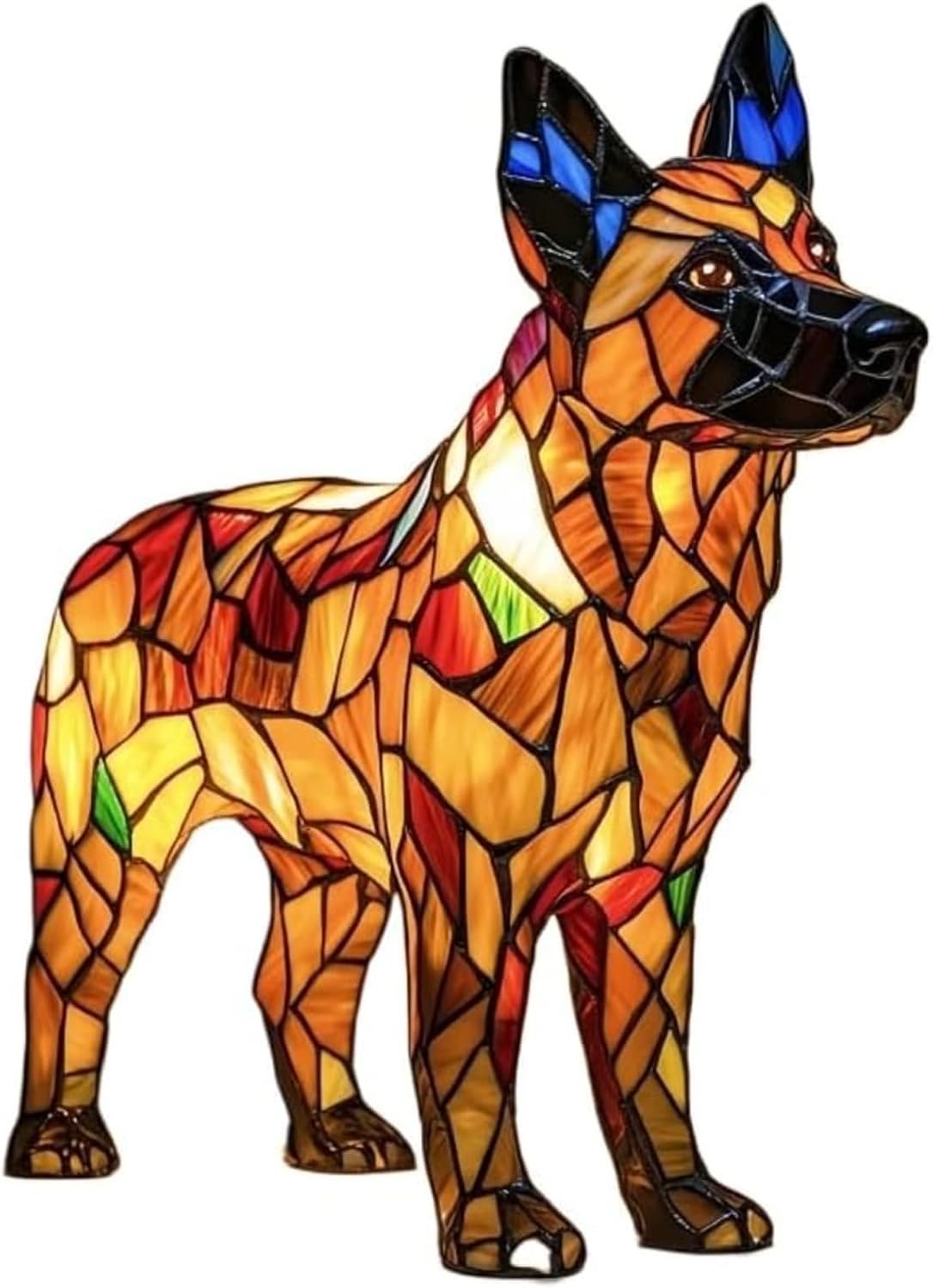 Retro Stained Resin Dog Lamp - MZU 3D Cute Dachshund Table Night Light 6.7in