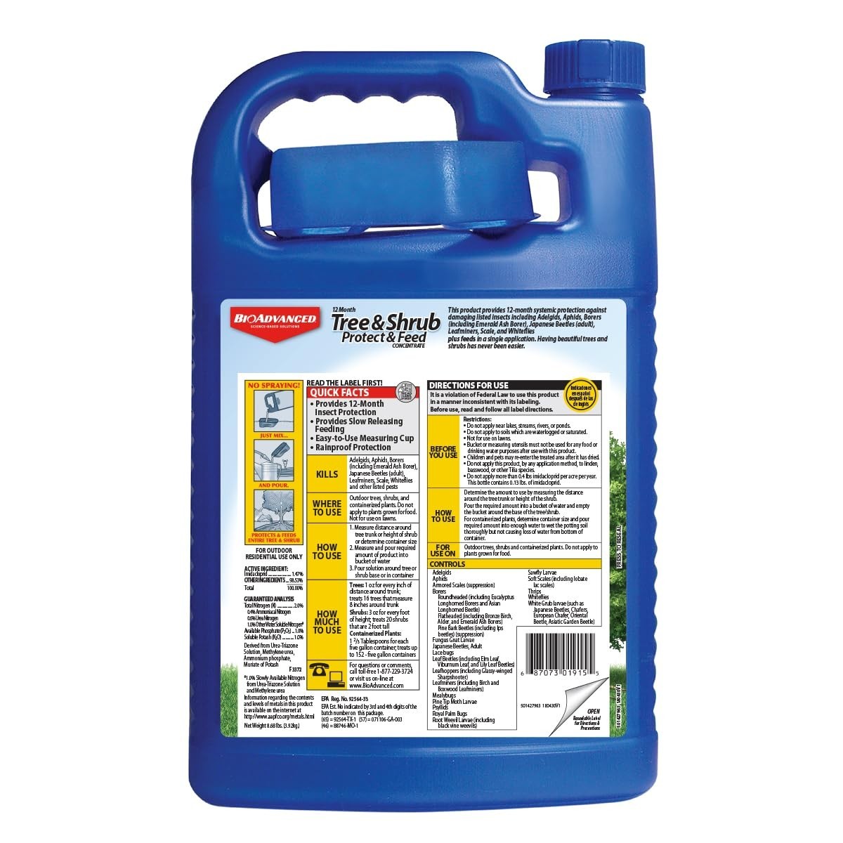 BioAdvanced 12 Month Tree & Shrub Protect & Feed Concentrate 1 Gallon Fast Ship