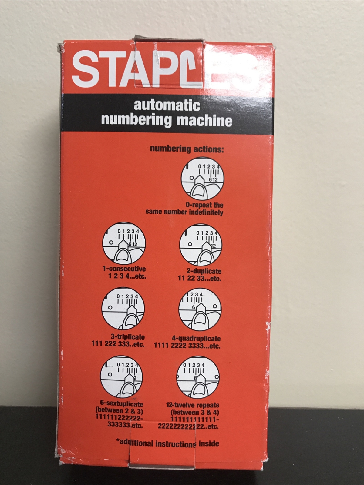 Staples Automatic Numbering Machine, New In Box- 6 Number Stamp Machine