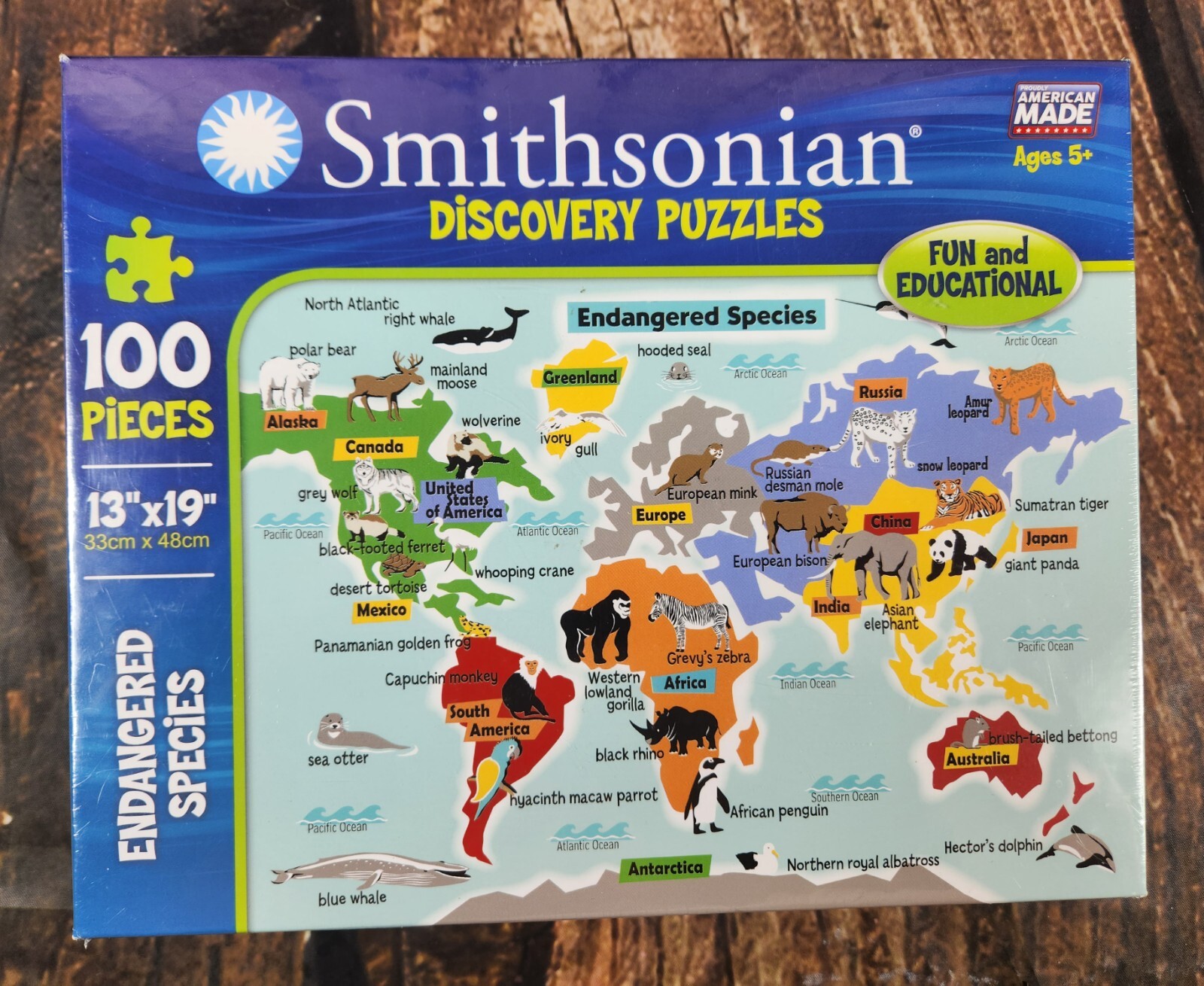 Smithsonian Endangered Species Discovery Puzzle New Sealed 100 Piece Kid Present