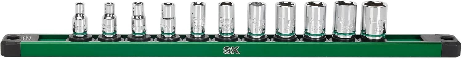 SK Tools USA 1/4" Drive, 11 Piece, 6 Point, Metric Shallow Chrome Socket Set ...
