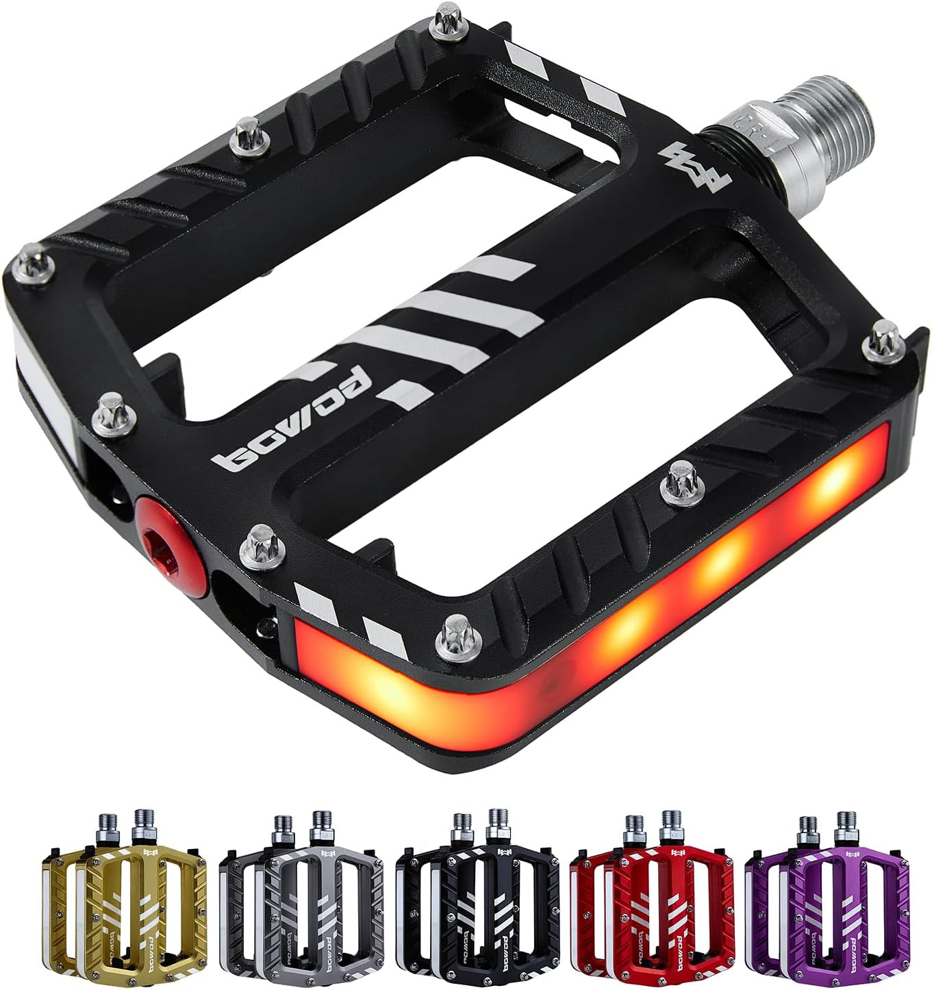 Bicycle Pedals with LED Lights 5 Modes, Tap On-Off, USB Rechargeable, Waterproof
