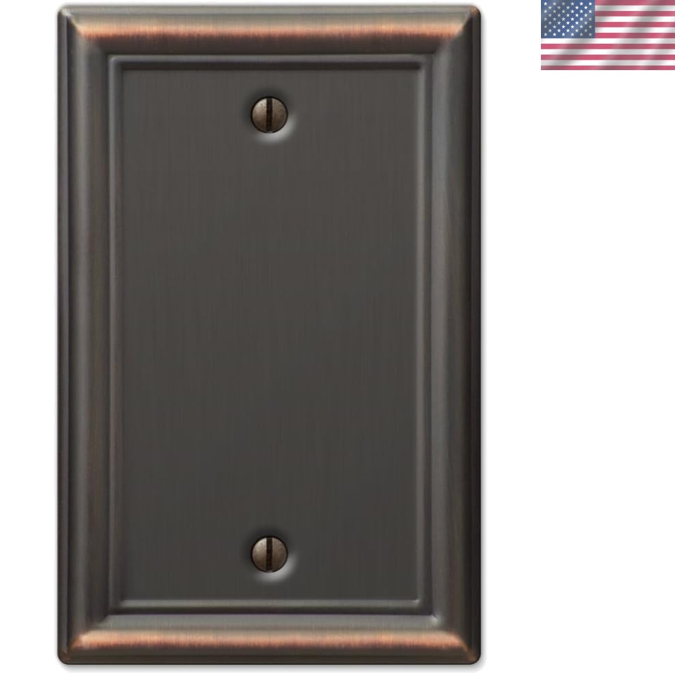 Transitional 1 Blank Chelsea Wallplate, Aged Bronze Steel for Timeless Elegance