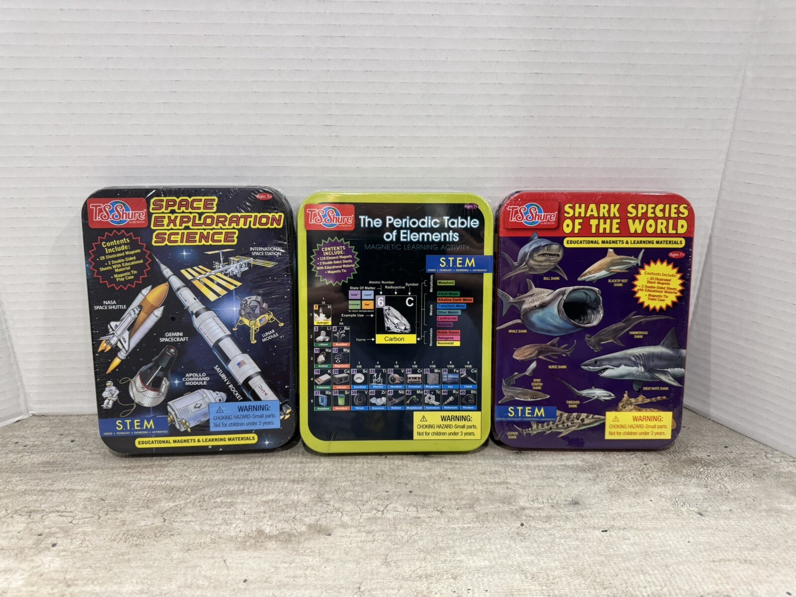 Lot Of 3 TS Shure STEM Magnetic Shark, Space Science, Periodic Tables. Brand New