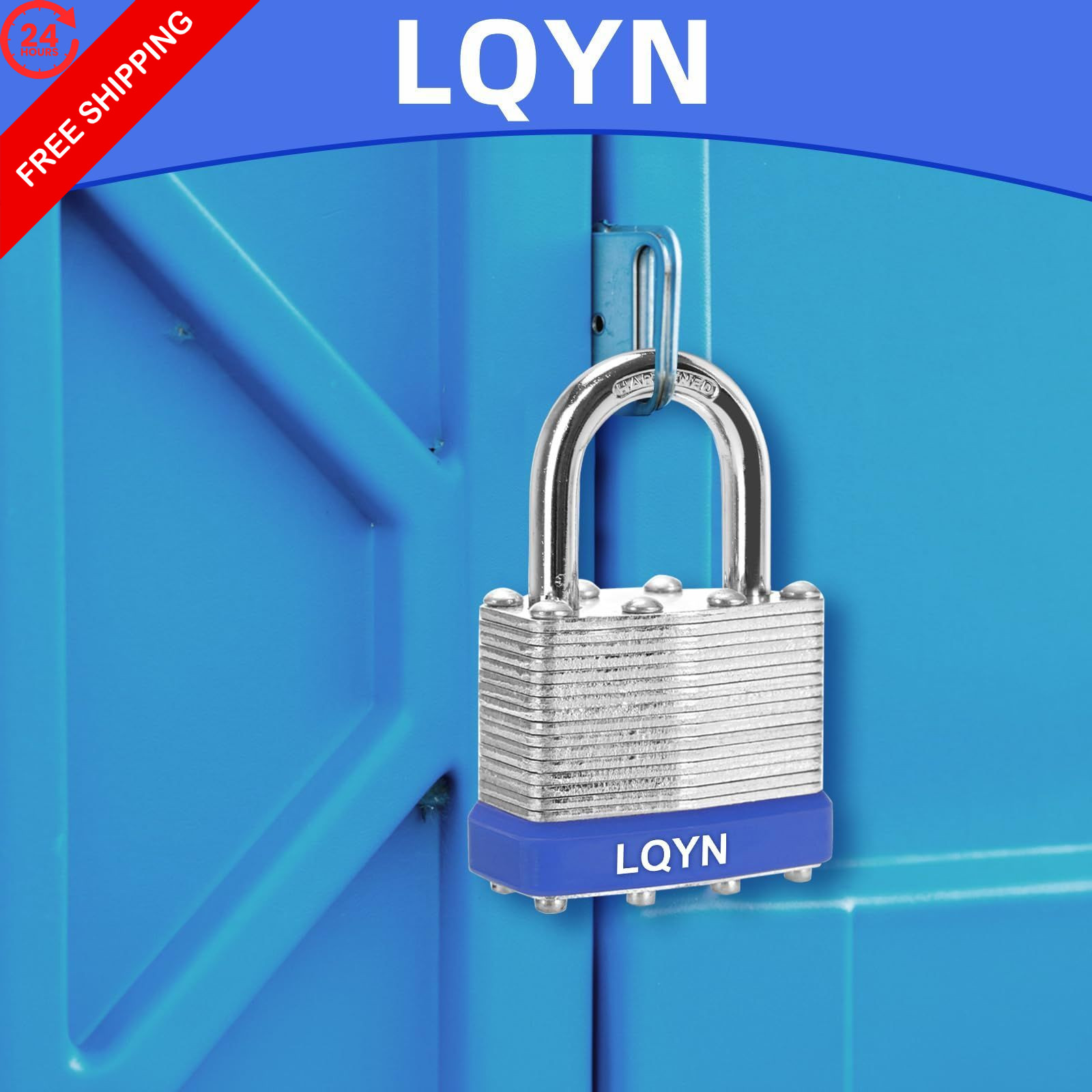 Padlocks with Same Key, LQYN 6 Pcs 6 Pack Blue, 6Pcs Keyed Alike-Blue