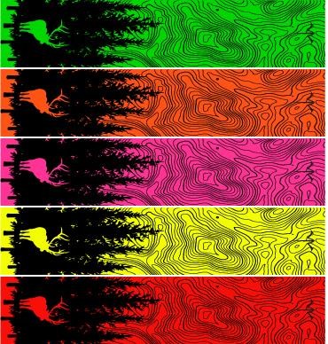 Fluorescent Elk Pine Trees Thin Line Topo Map Arrow Wraps 15 Pc Choose