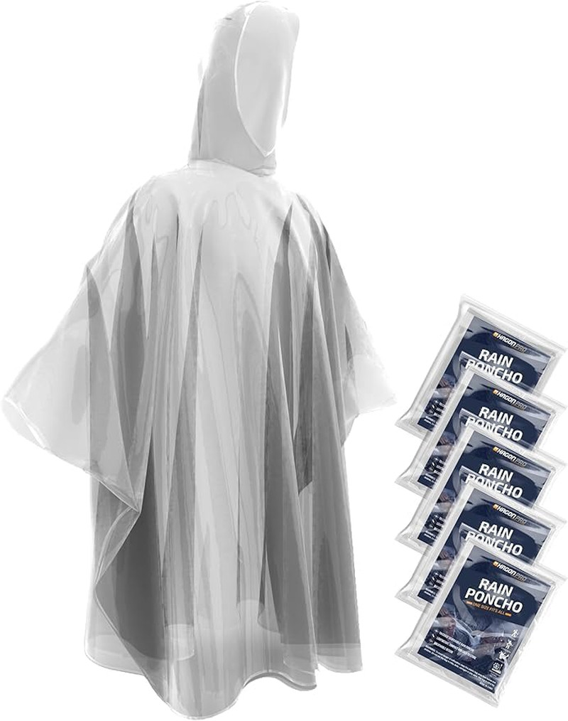Disposable Rain Ponchos for Adults (5 Pack)