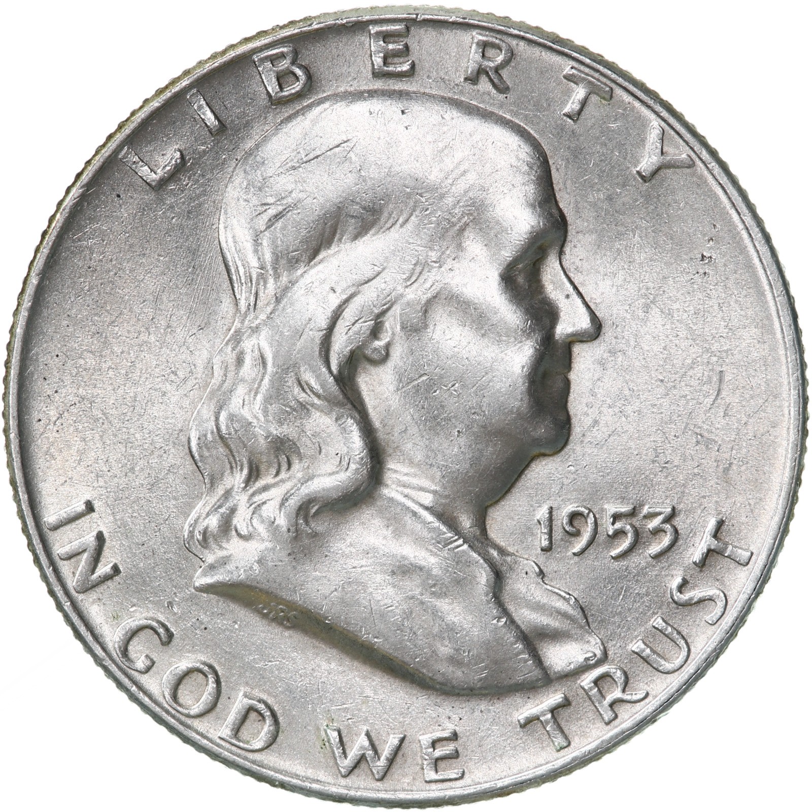 1953 D Franklin Half Dollar About Uncirculated 90% Silver