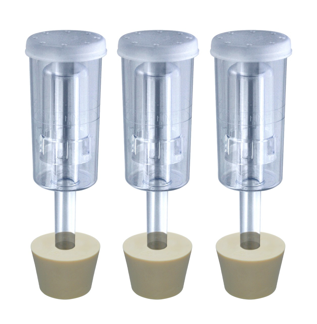 3ct. - 3 Piece Airlock with #6.5 Stopper - Set of 3 (Cylinder Airlock)