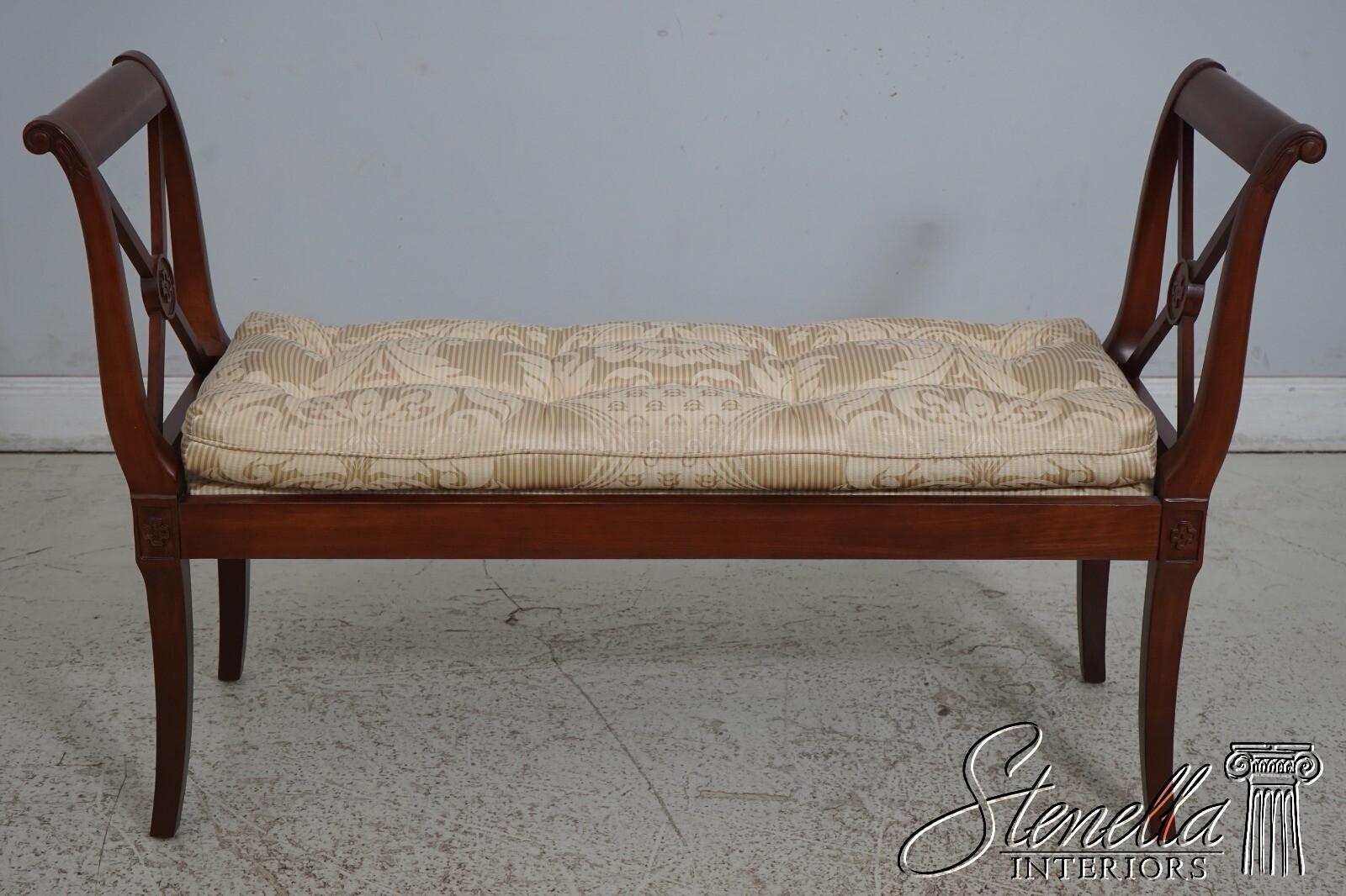 67126: Regency Style Tufted Upholstered Seat Window Bench