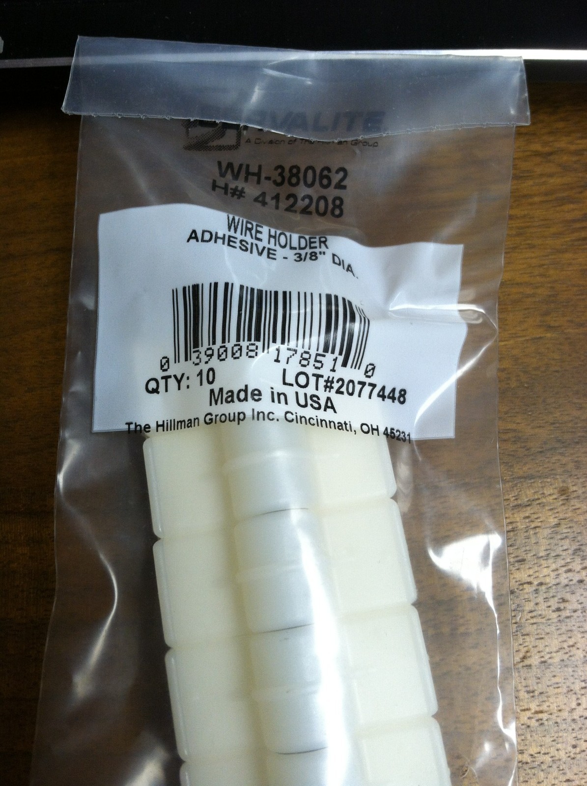 ADHESIVE WIRE HOLDER 3/8" DIAMETER PACK OF 10