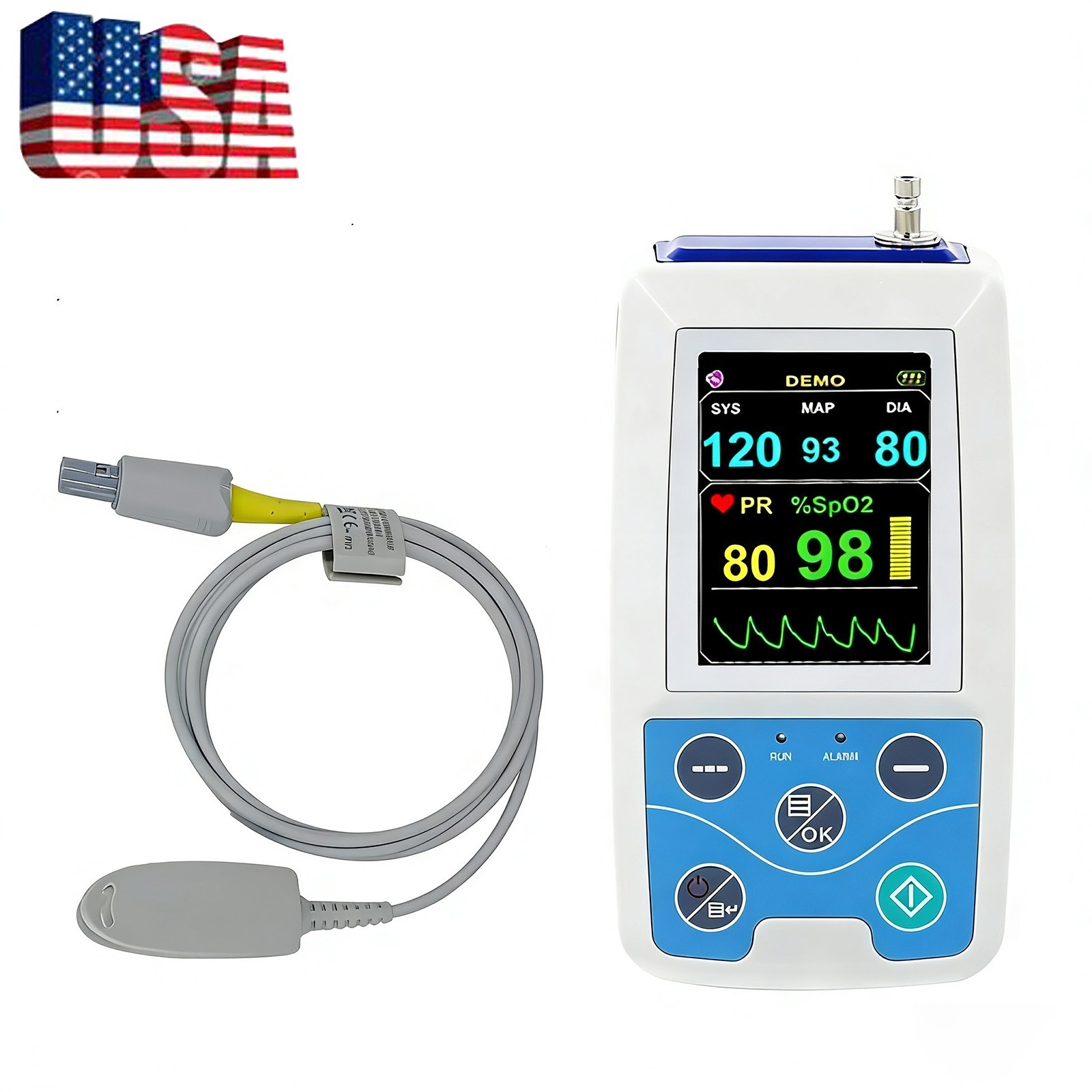 PM50 Blood Pressure & SpO2 Monitor – 24H Ambulatory Holter, USA Stock