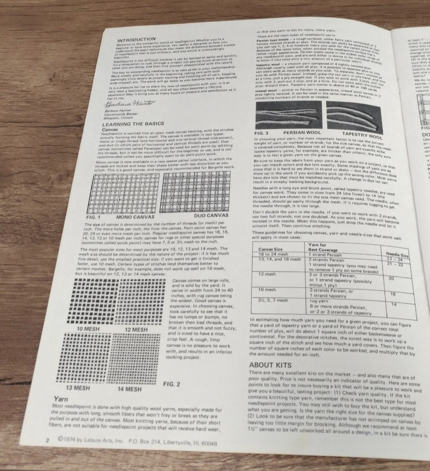 Needlepoint Basics Leaflet 28 Barbara Hunter Vintage Stitch Guide Pattern 1973
