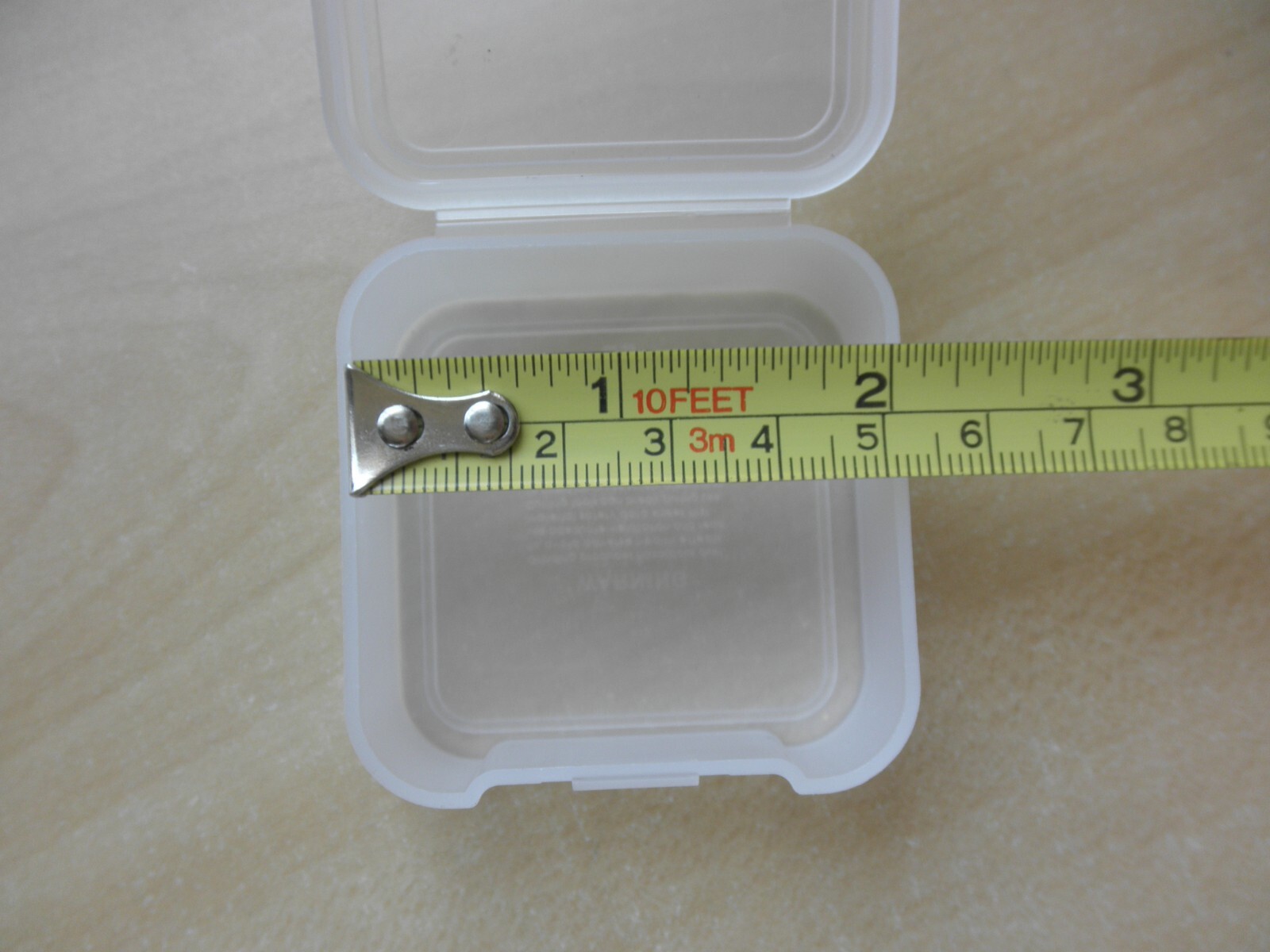 Small Clear Plastic Storage Container Box with Hinged Lid & lock tab. 2"x2"x.75