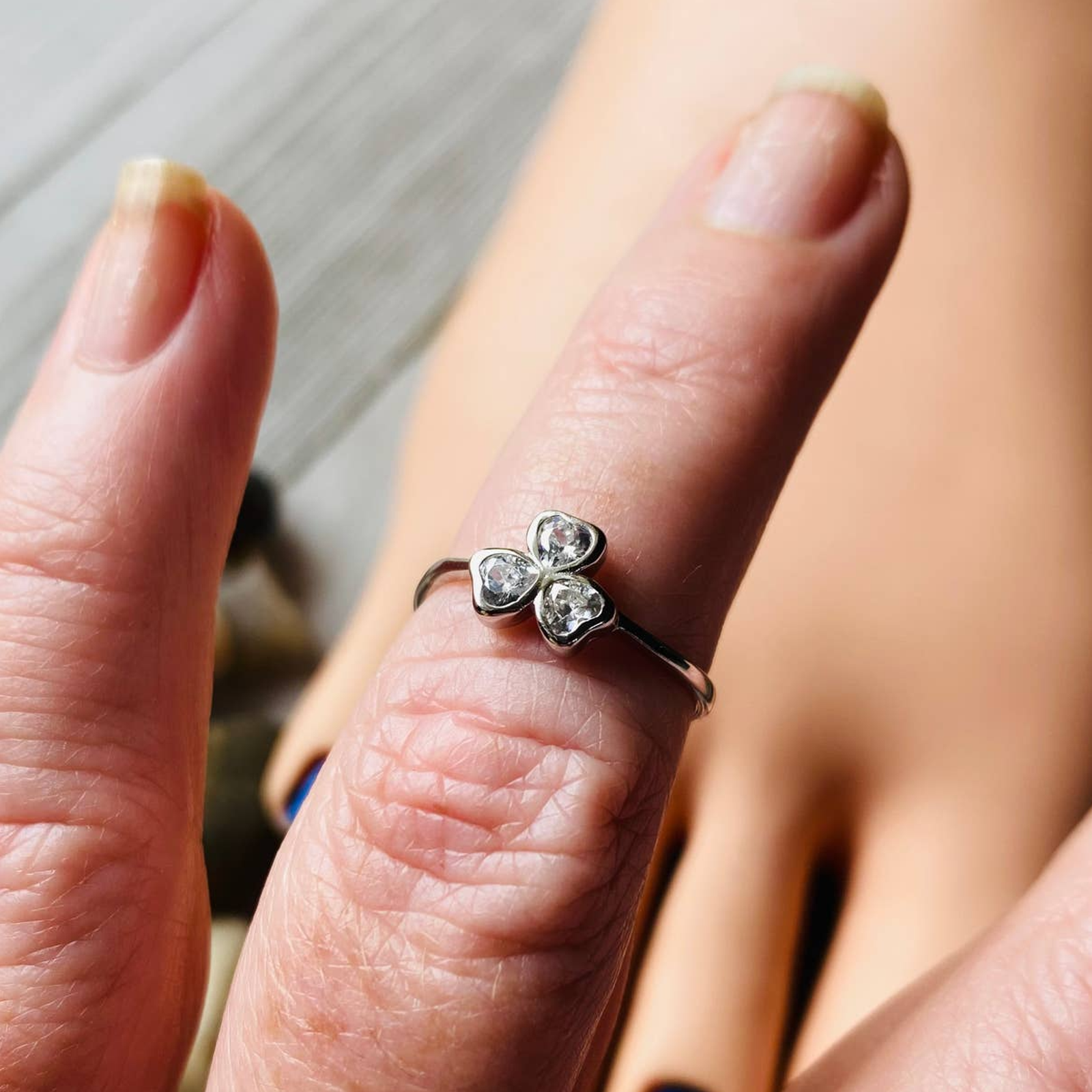 Sterling Silver Heart Clover Shamrock Cz Toe Ring Midi Ring